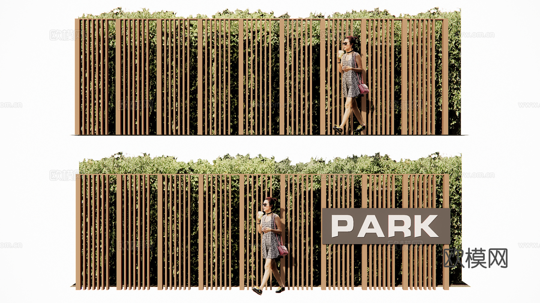 景观植物景墙su模型