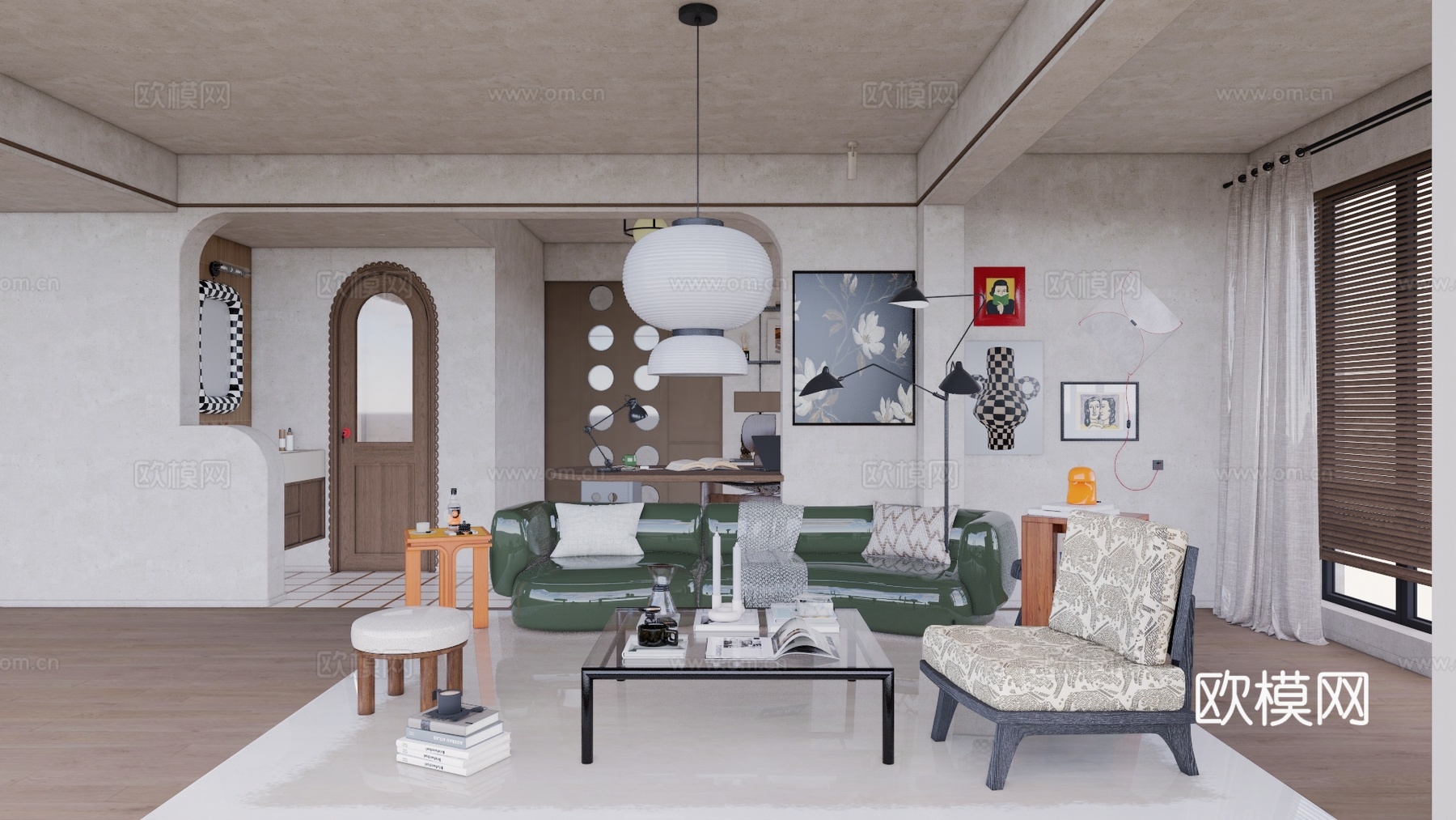 阳台 客厅 厨房 茶室 卫生间su模型