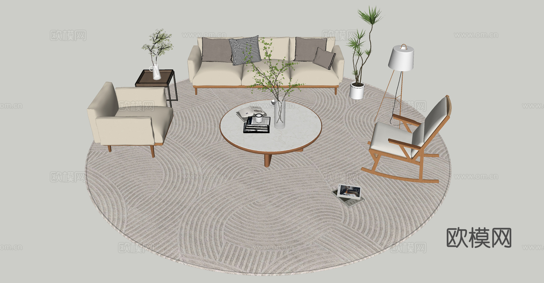 室内客厅展区家具su模型