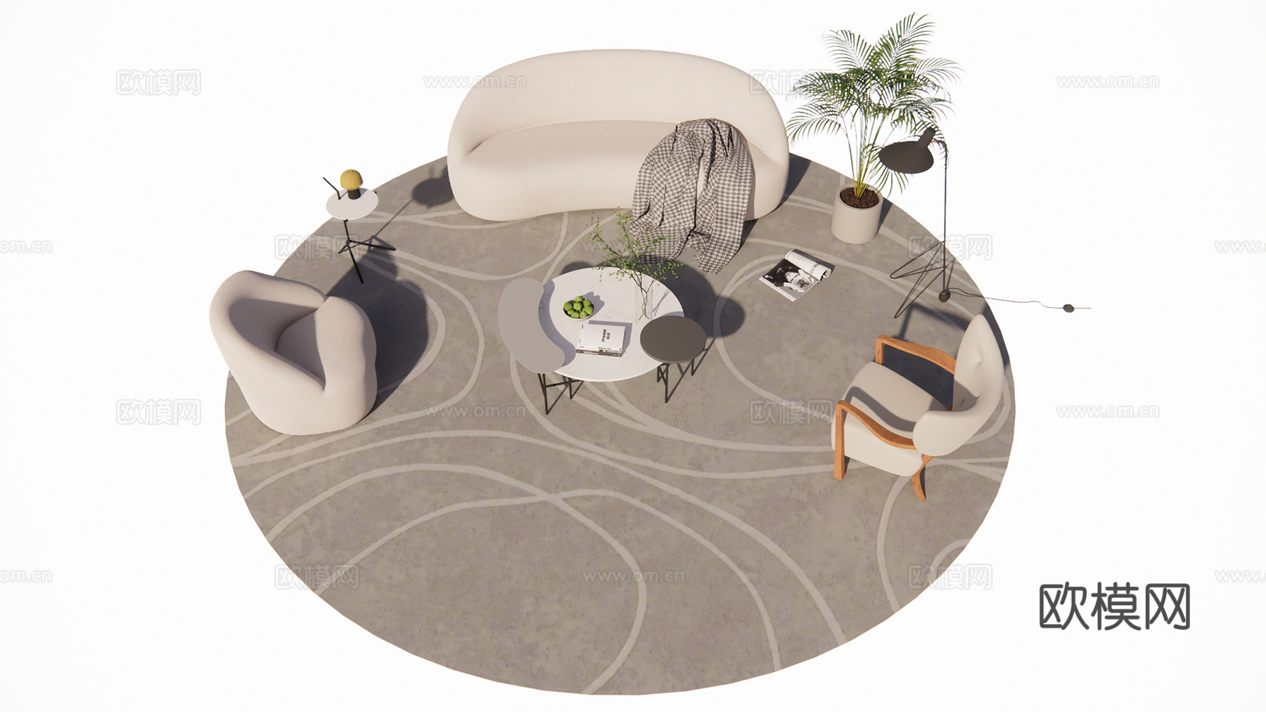 室内客厅展区家具su模型