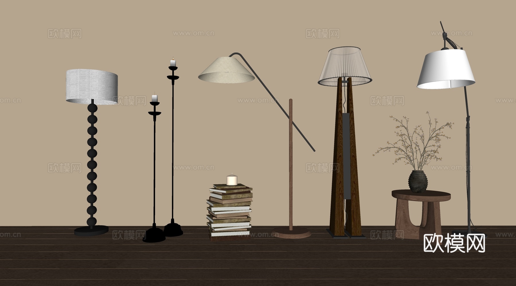 现代中古风落地灯su模型