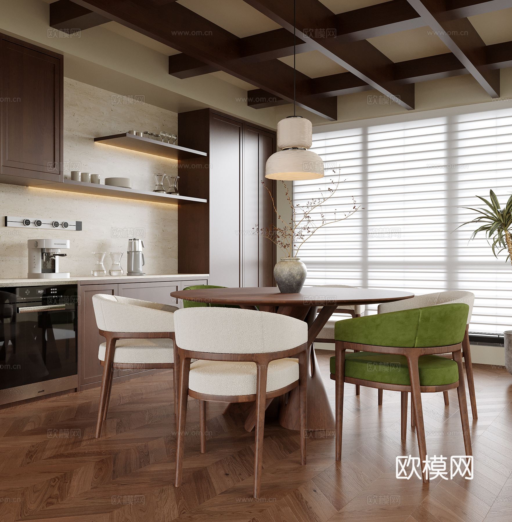 现代餐厅 餐桌椅su模型