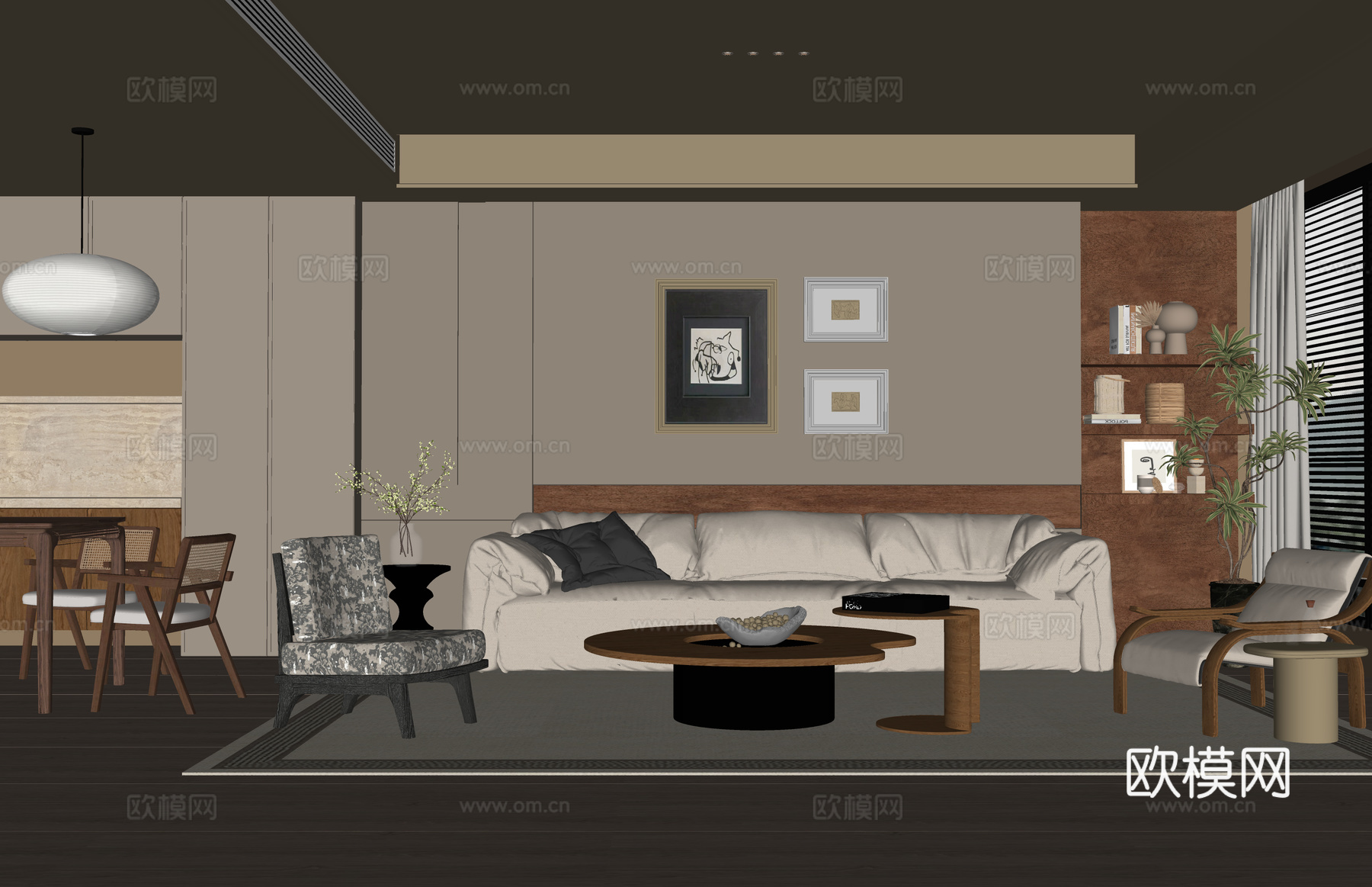 卧室 客厅 门窗 茶室su模型