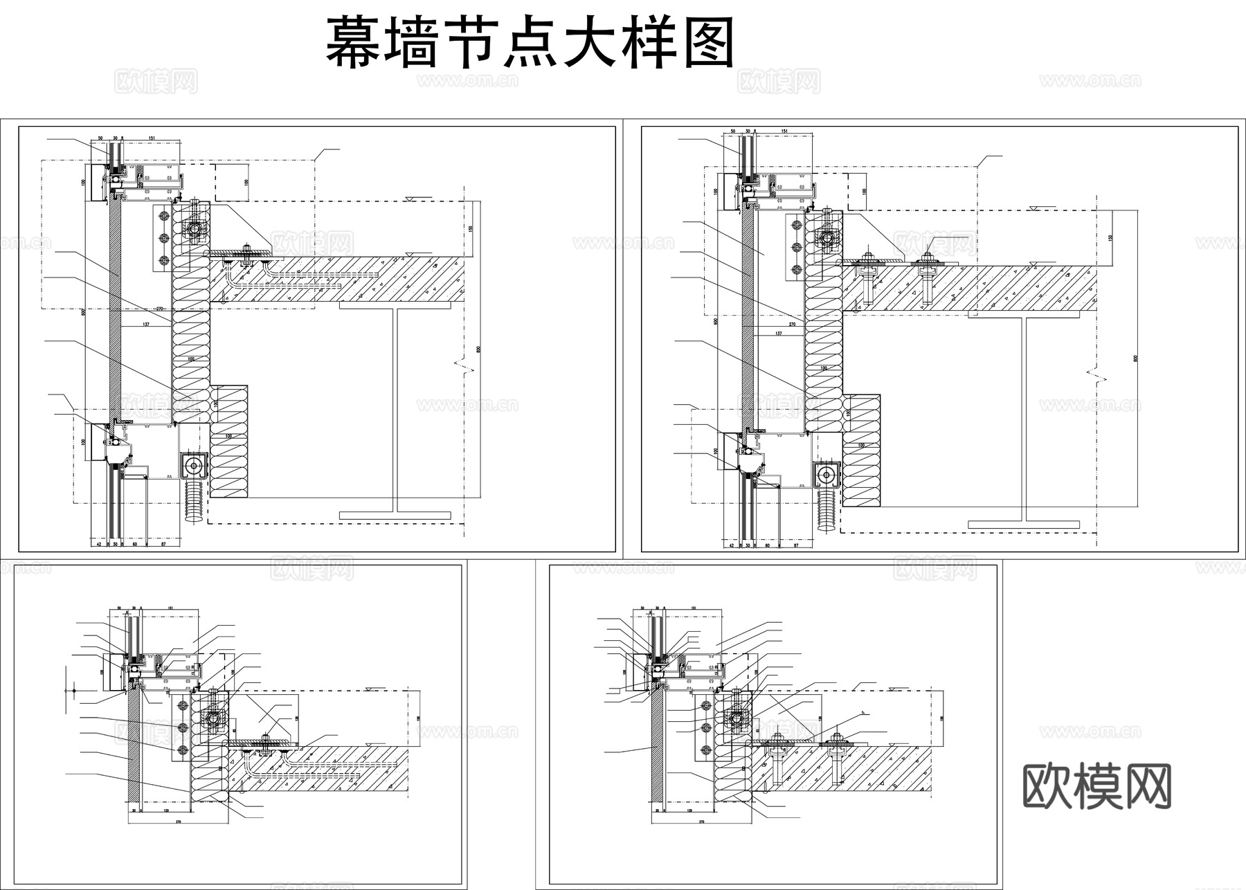幕墙节点大样图cad施工图cad施工图