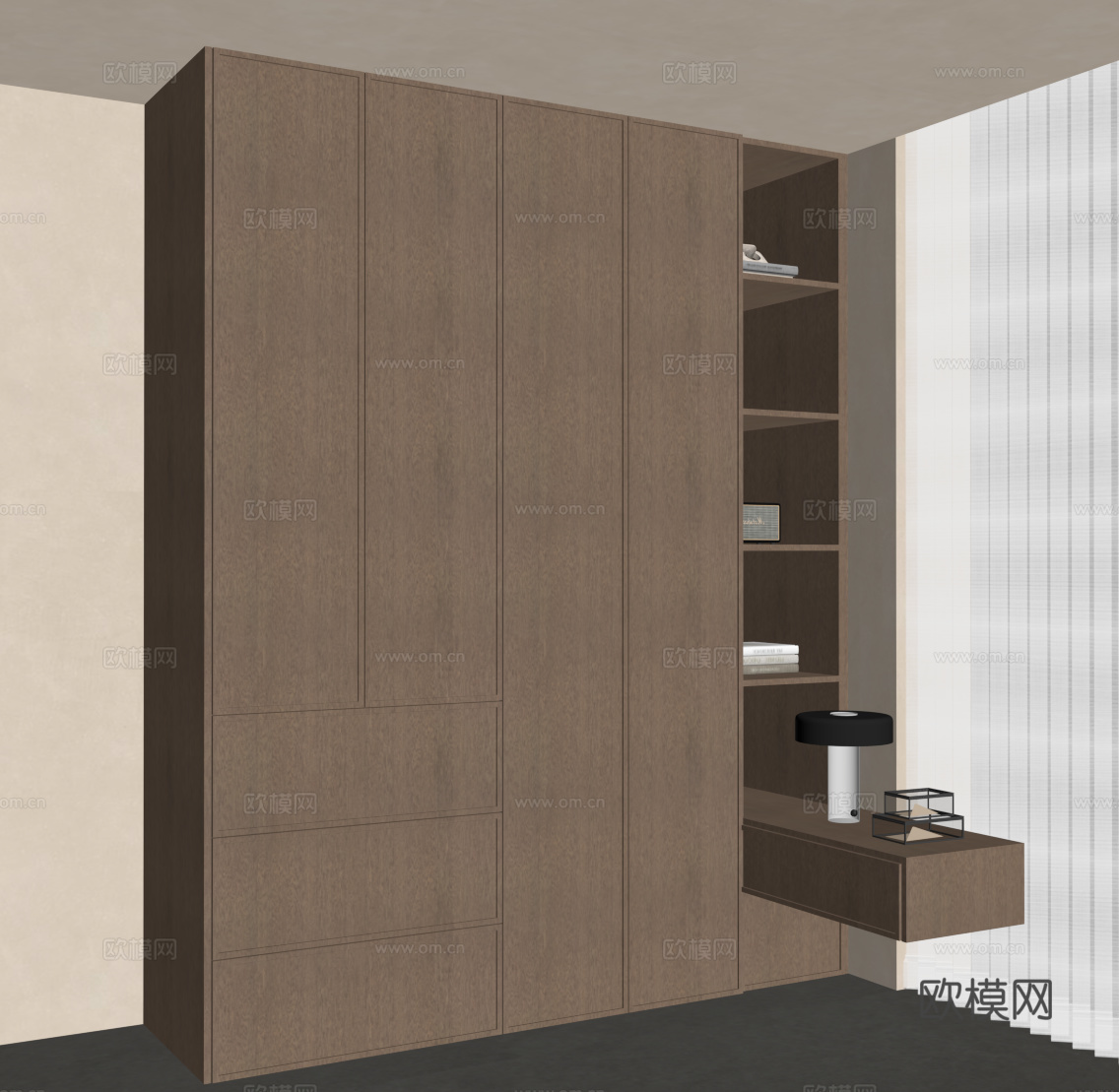 中古风衣柜 侘寂风衣柜su模型