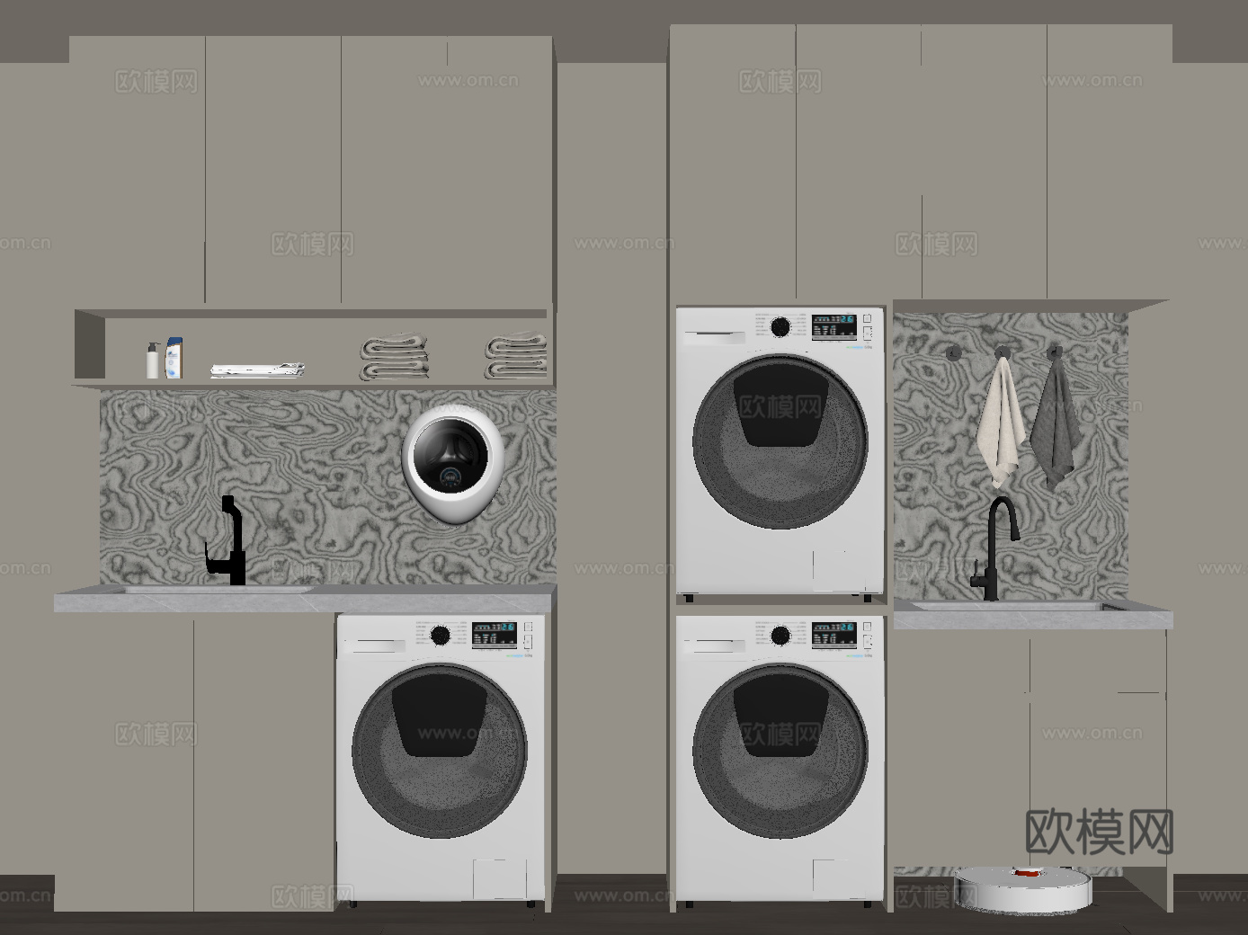 现代阳台洗衣机柜su模型