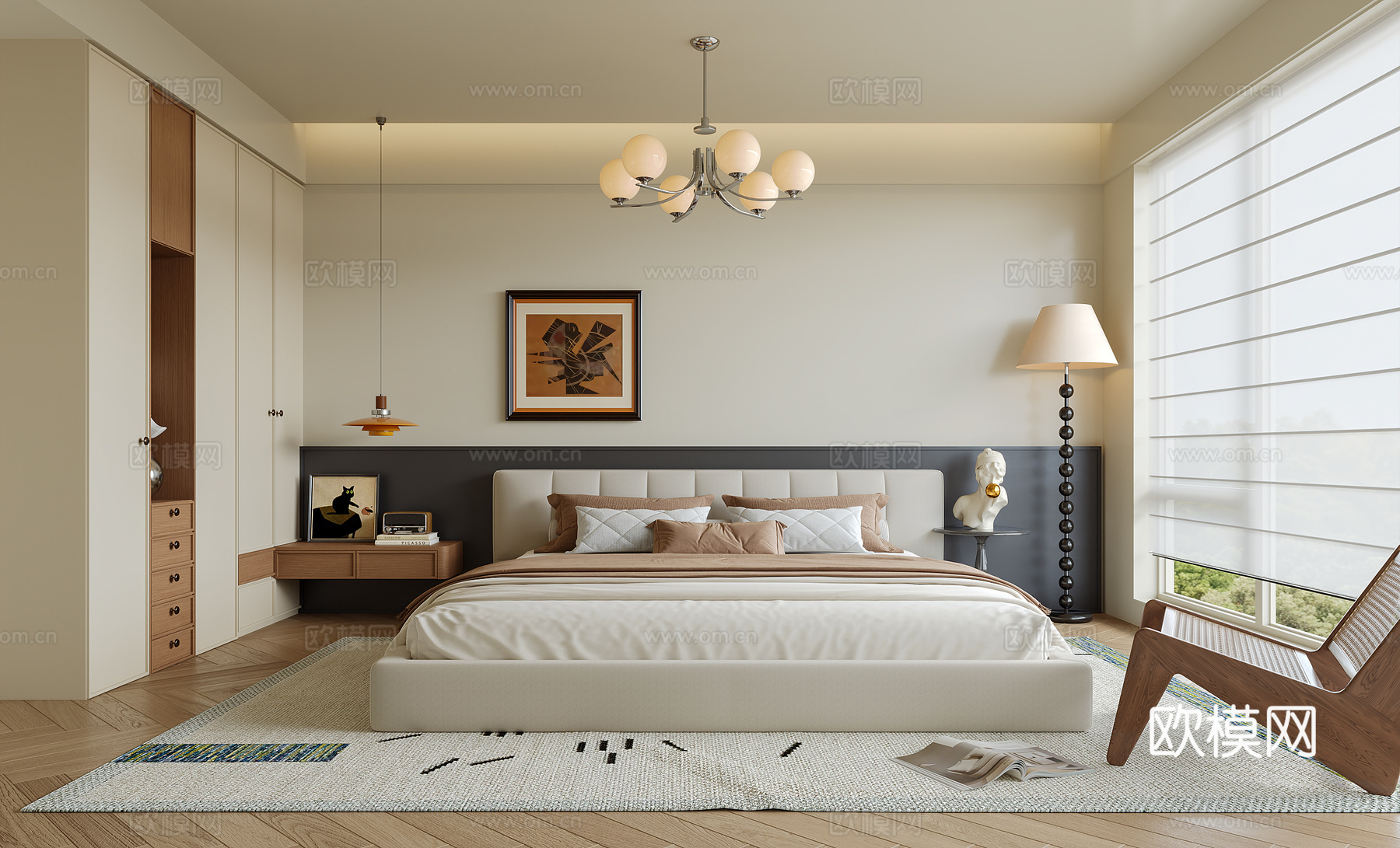 中古风卧室su模型