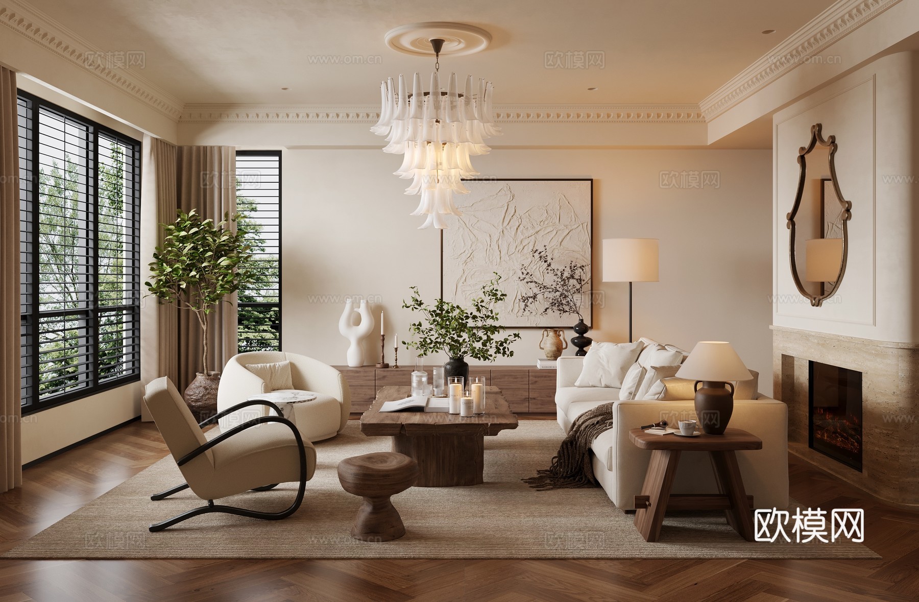 法式中古风客厅su模型