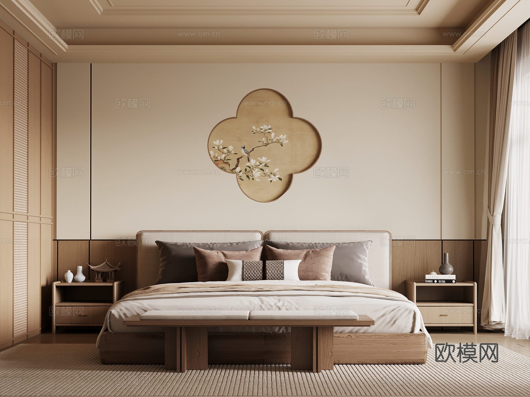 新中式卧室 宋氏风卧室su模型