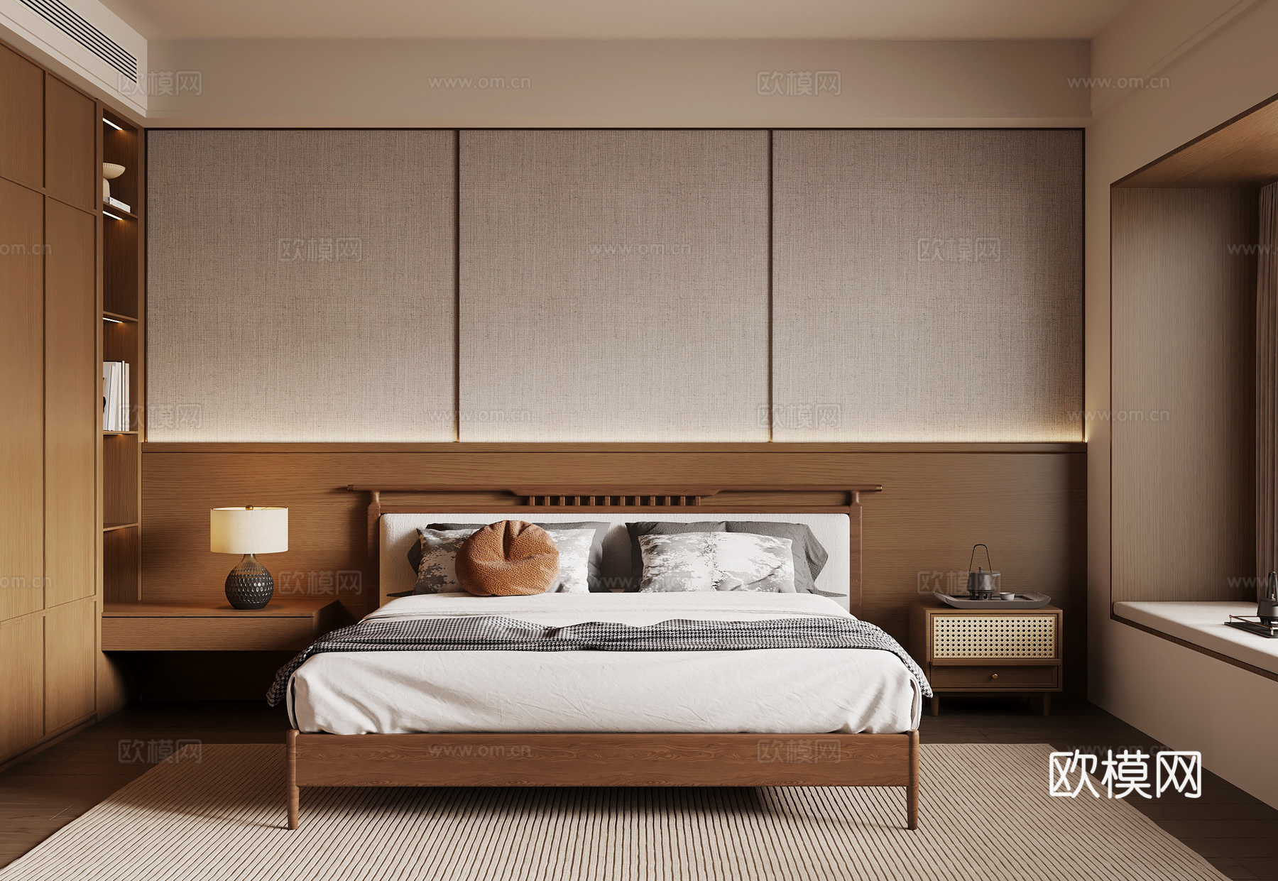 新中式卧室 宋氏风卧室su模型