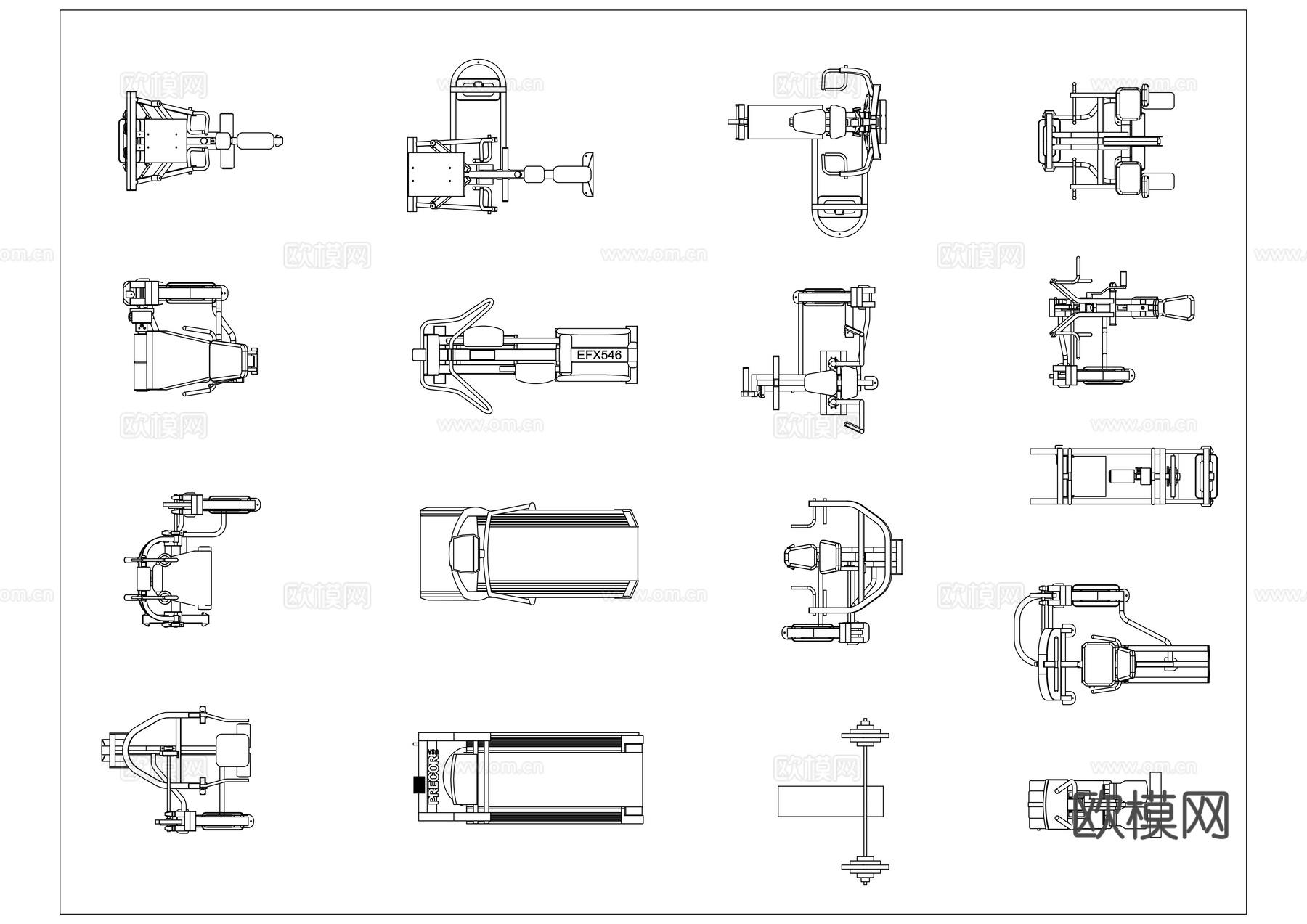 健身器械 运动器材 体能器械 康体器材 锻炼器械cad施工图