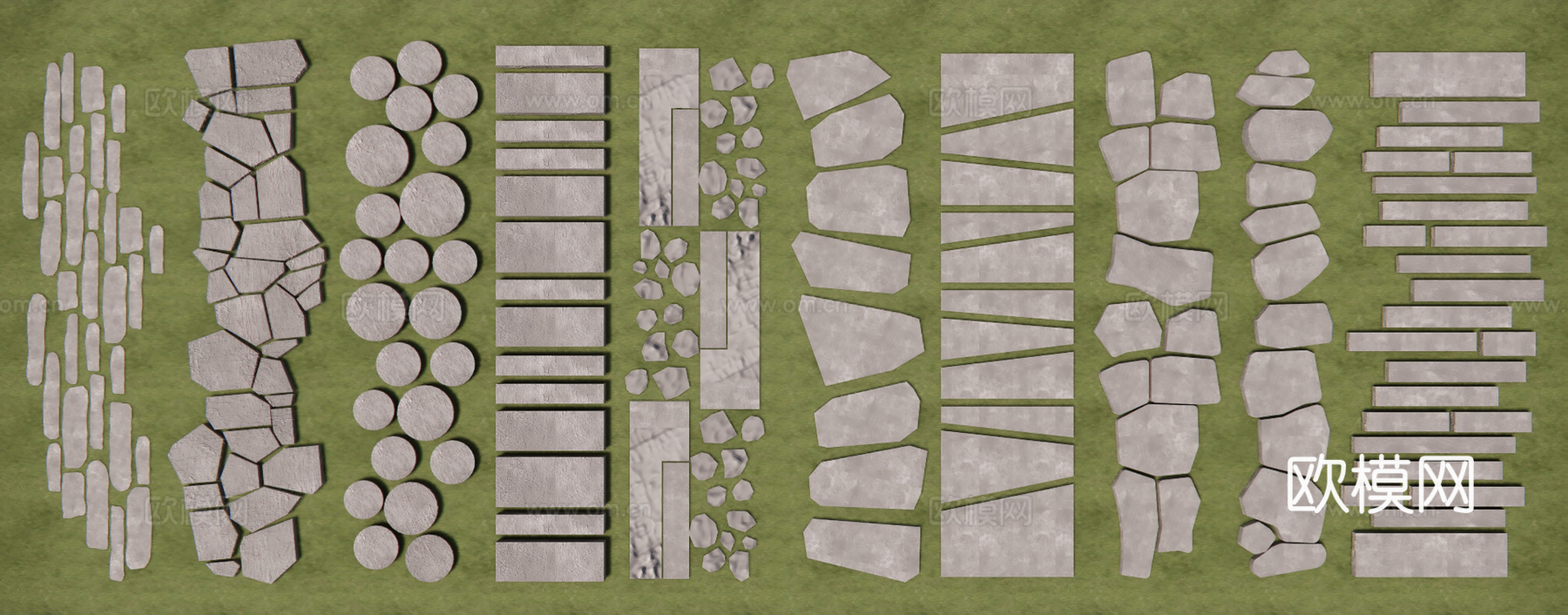石材景观行走步道su模型