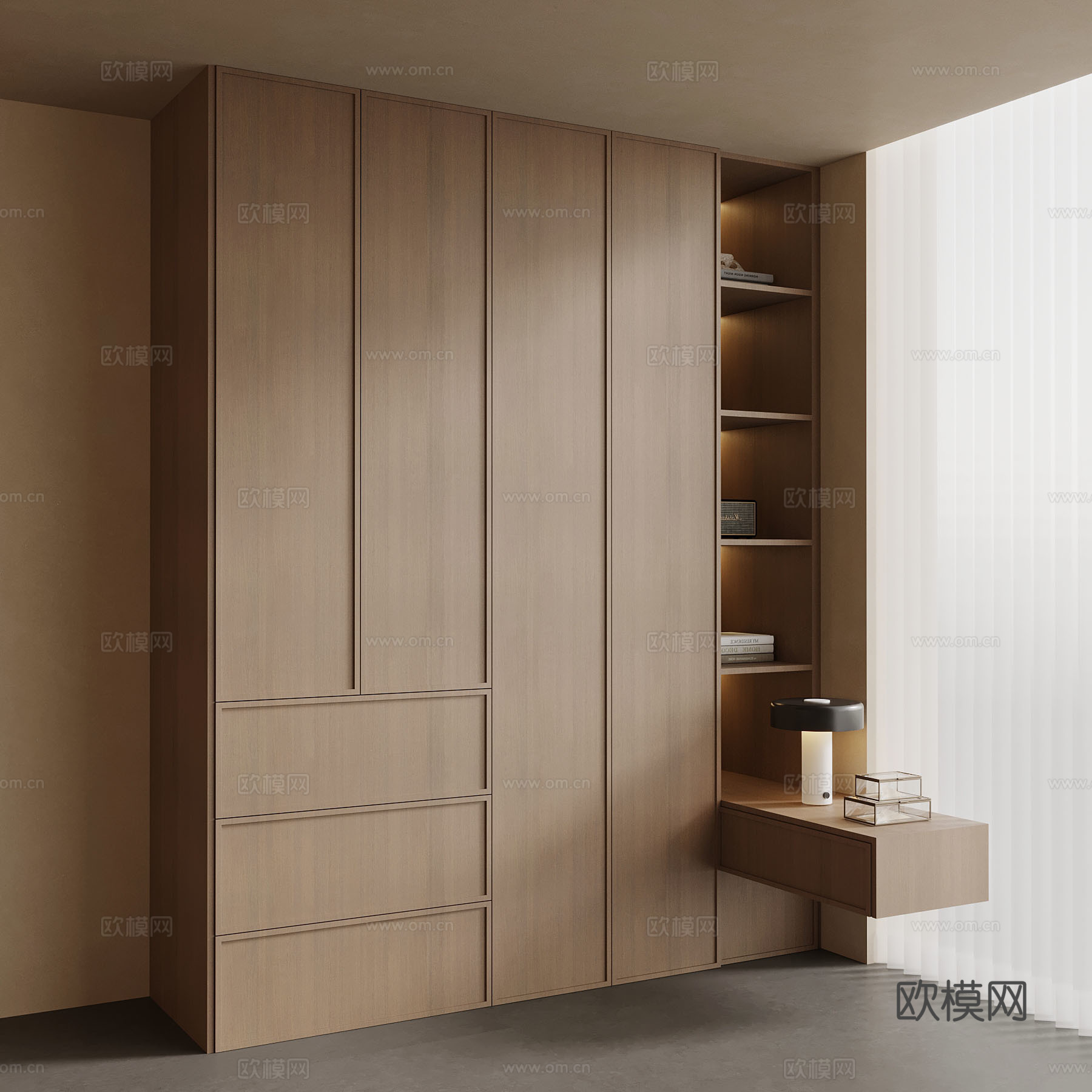 中古风衣柜 侘寂风衣柜su模型