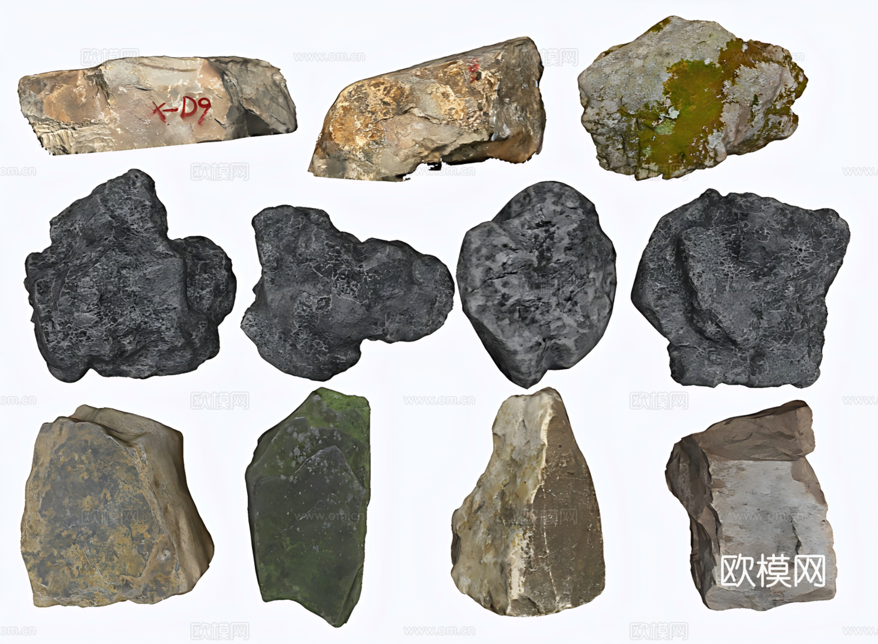 景观小品立体石材su模型