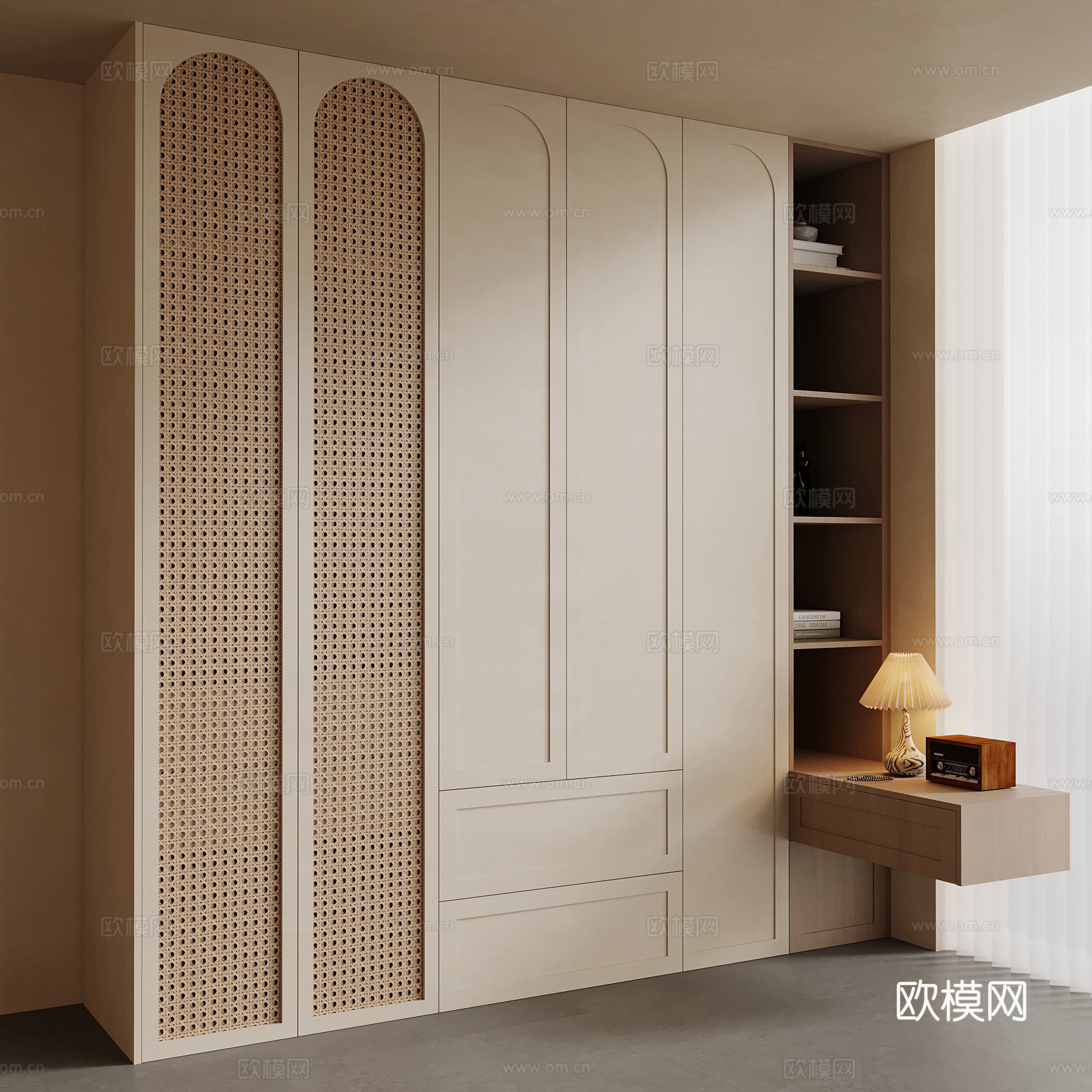 中古风衣柜 侘寂风衣柜su模型