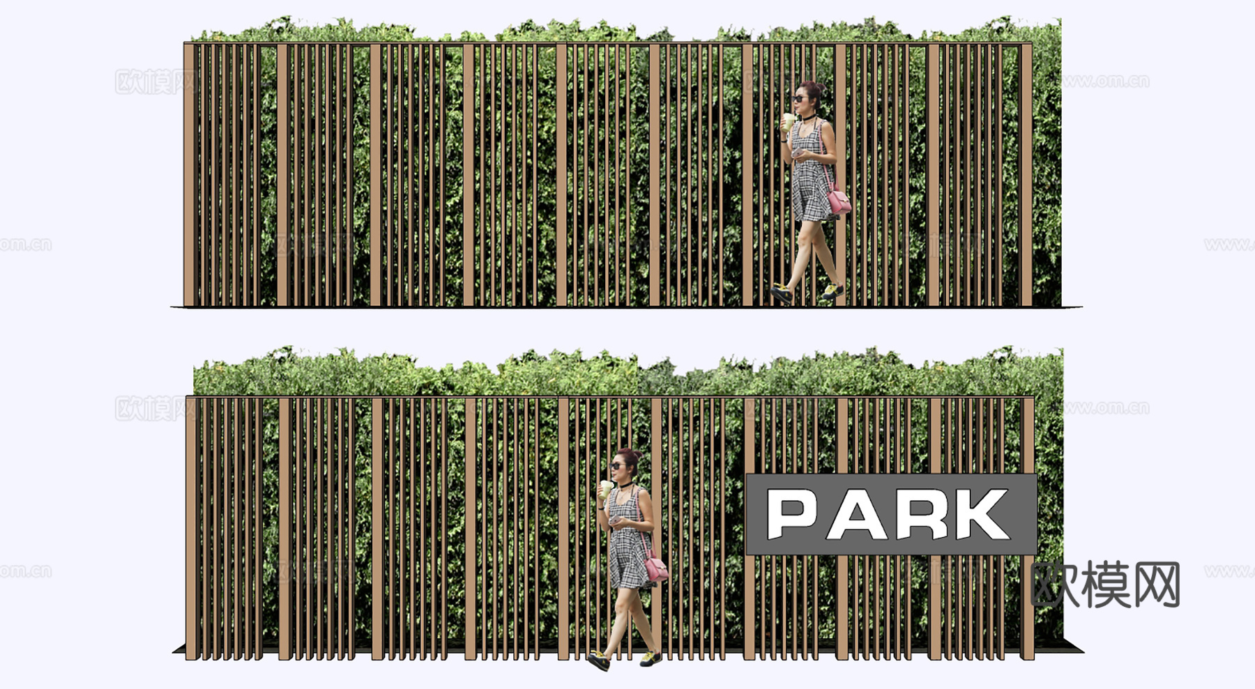 景观植物景墙su模型