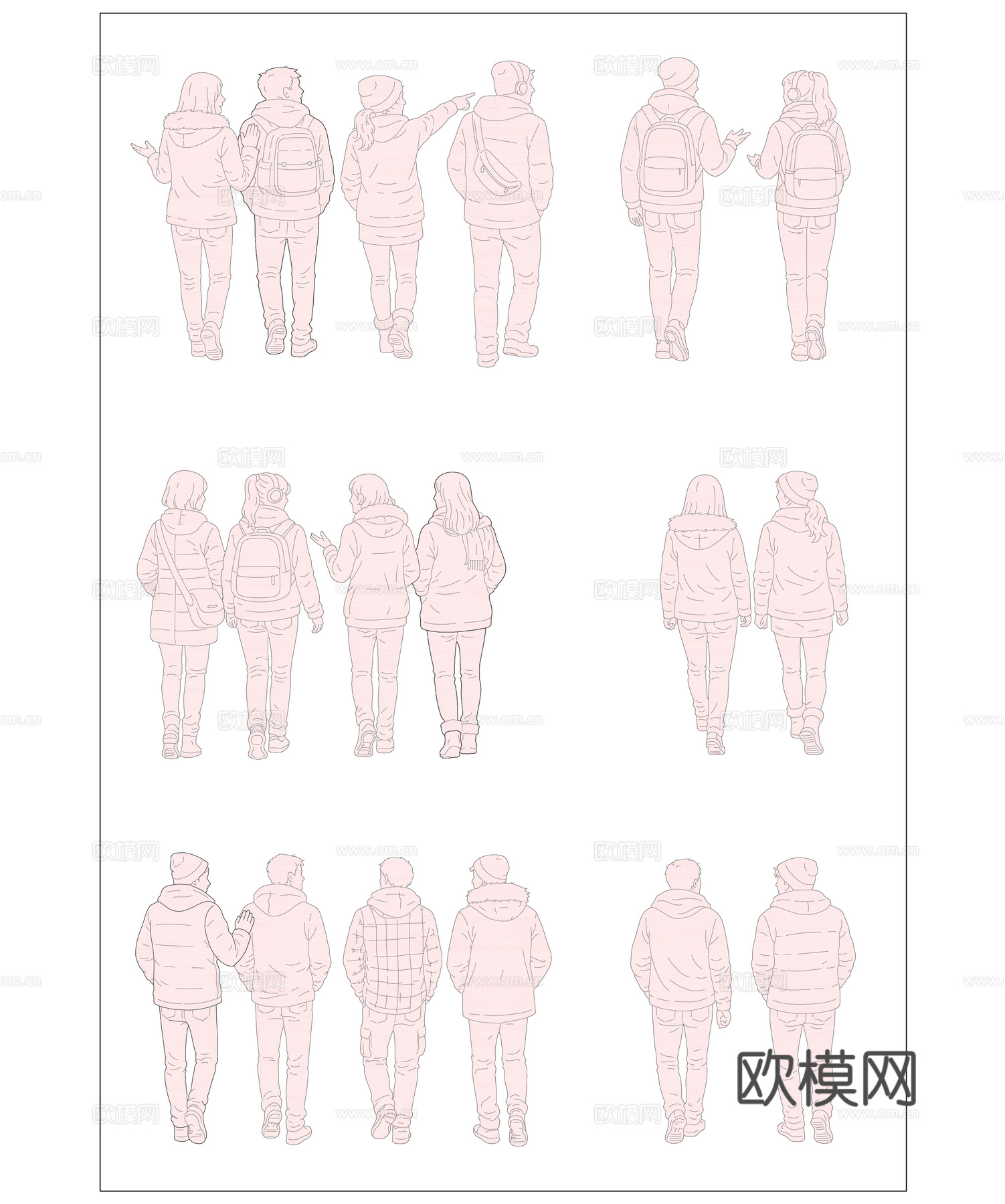 秋寒步影 冬行剪影 凉秋行姿 冬日步履 暮秋身影cad施工图