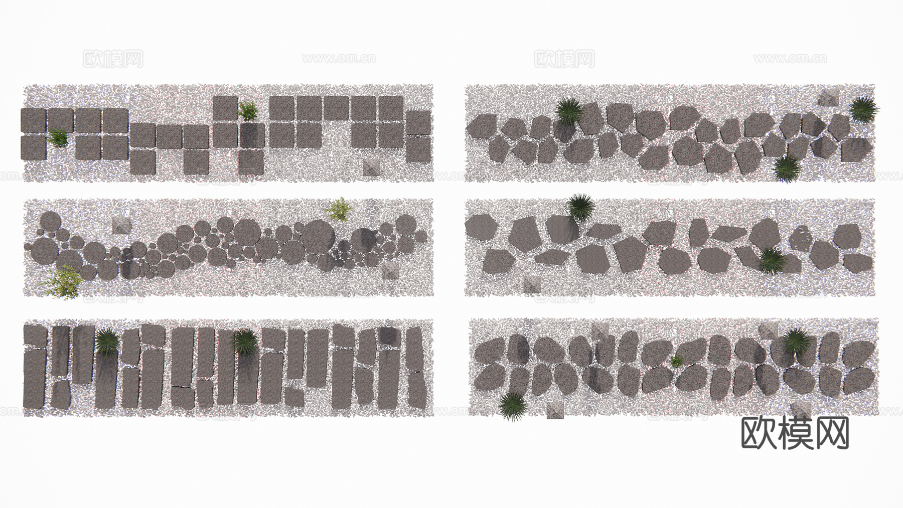 石材景观行走步道su模型su模型