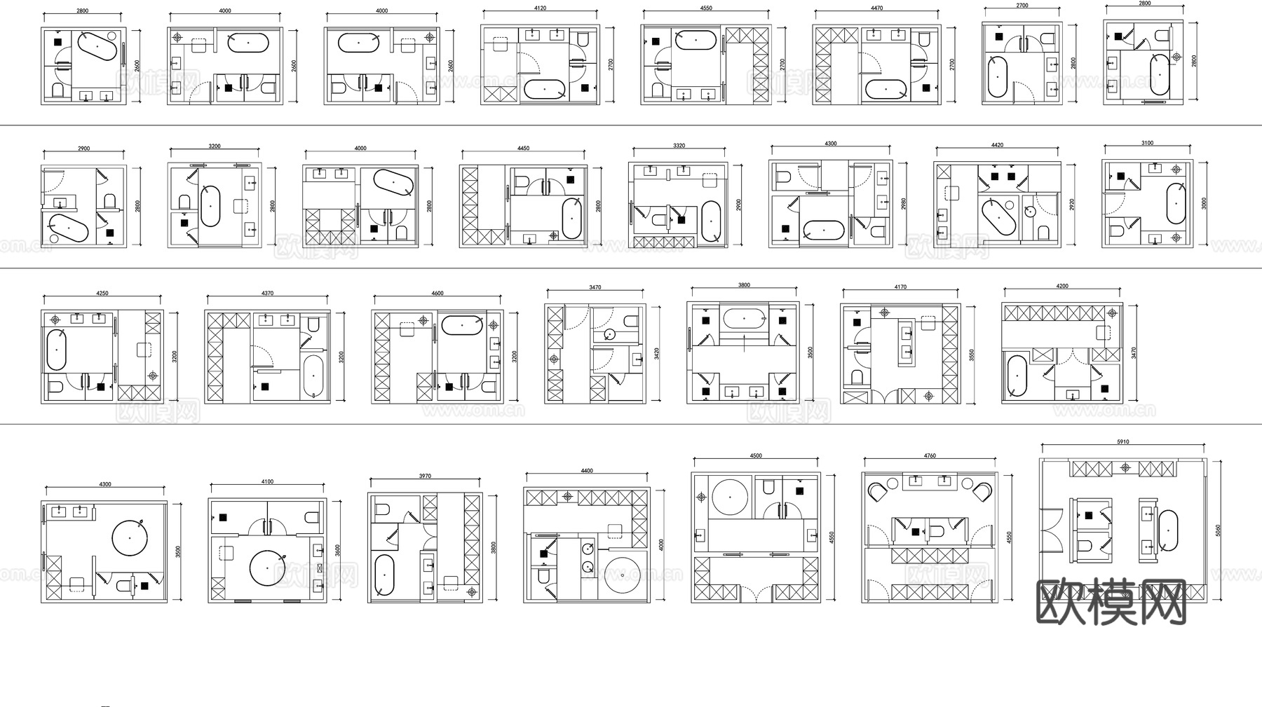 多套卫生间CAD图库cad施工图
