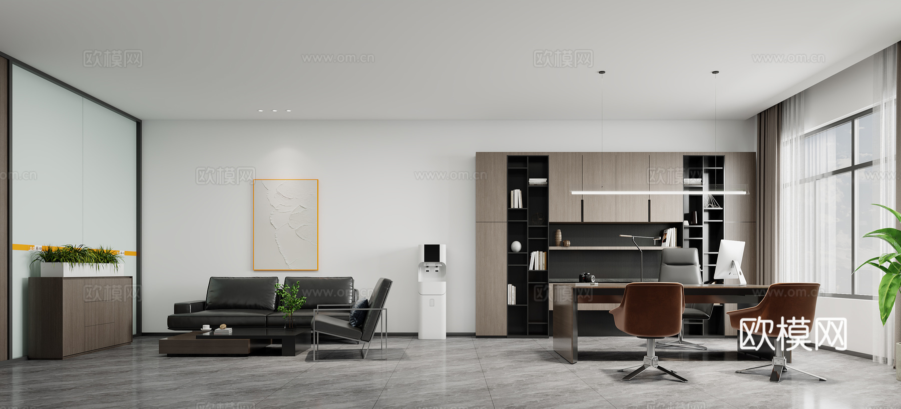 现代总经理办公室3d模型