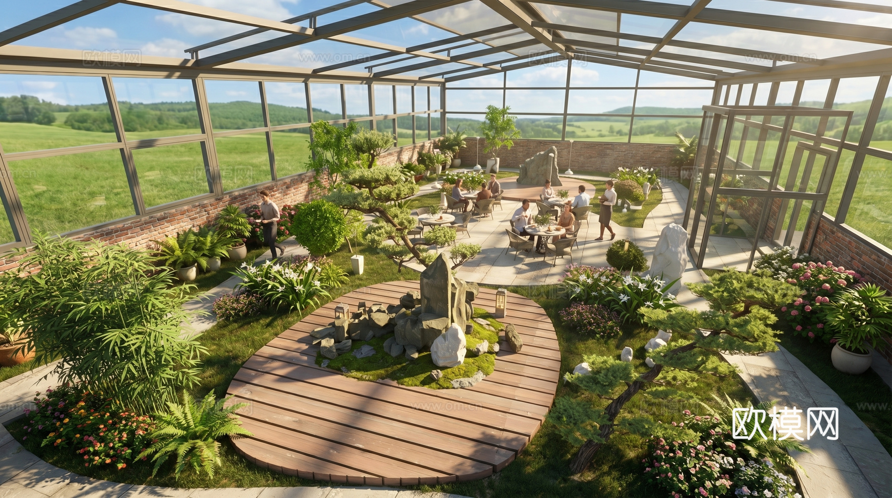 阳光房全案设计   露台  天台景观设计su模型