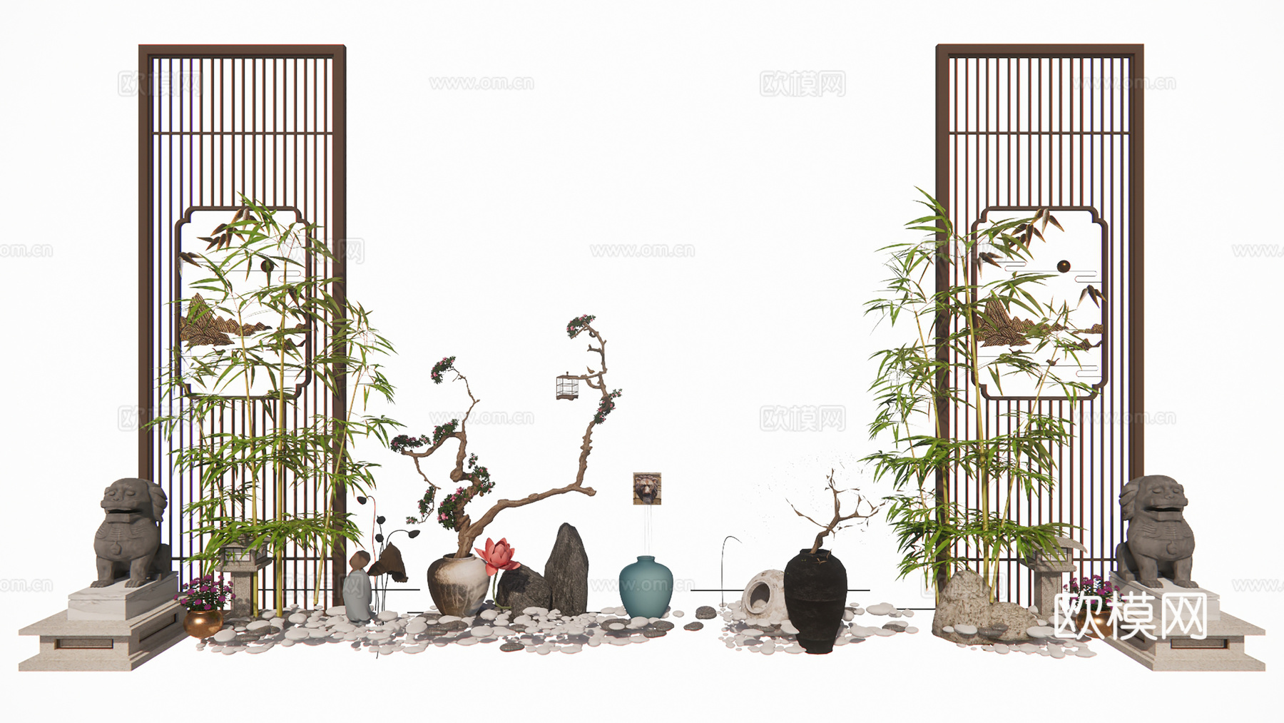 庭院景观竹类绿植su模型