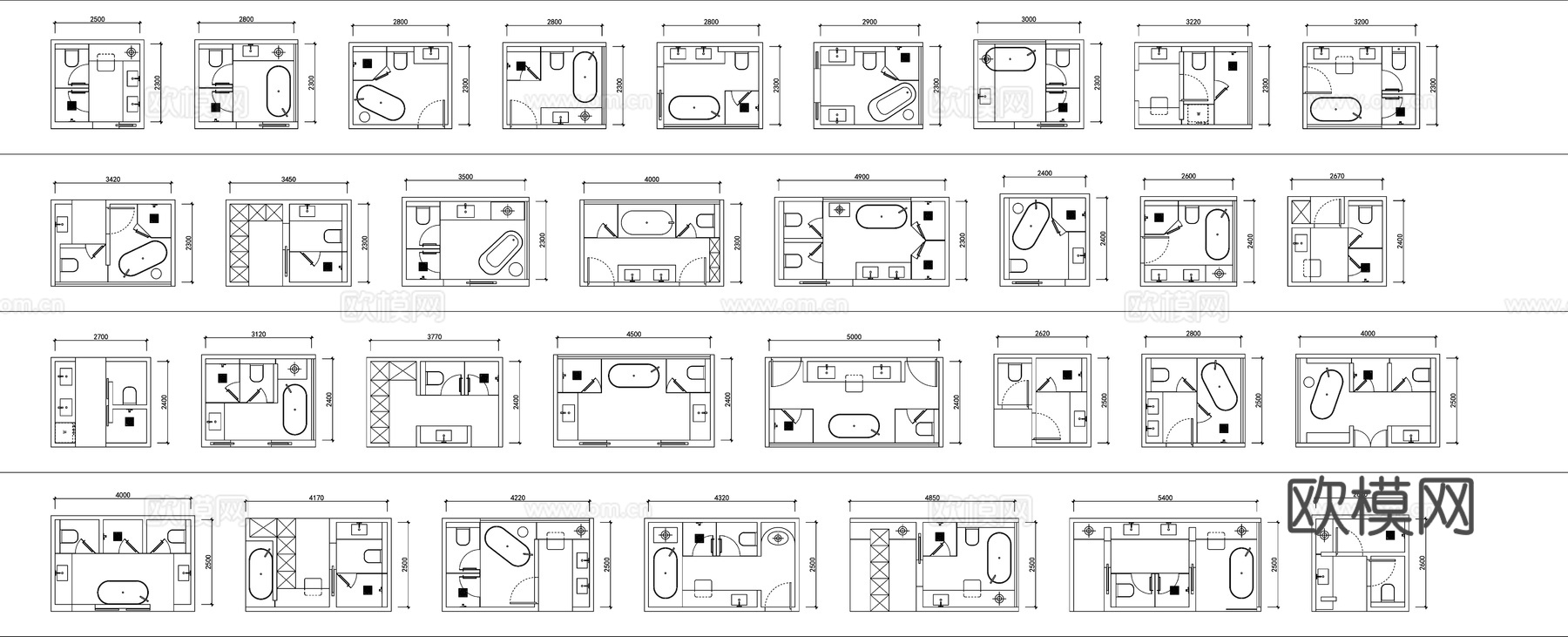 多套卫生间CAD图库cad施工图