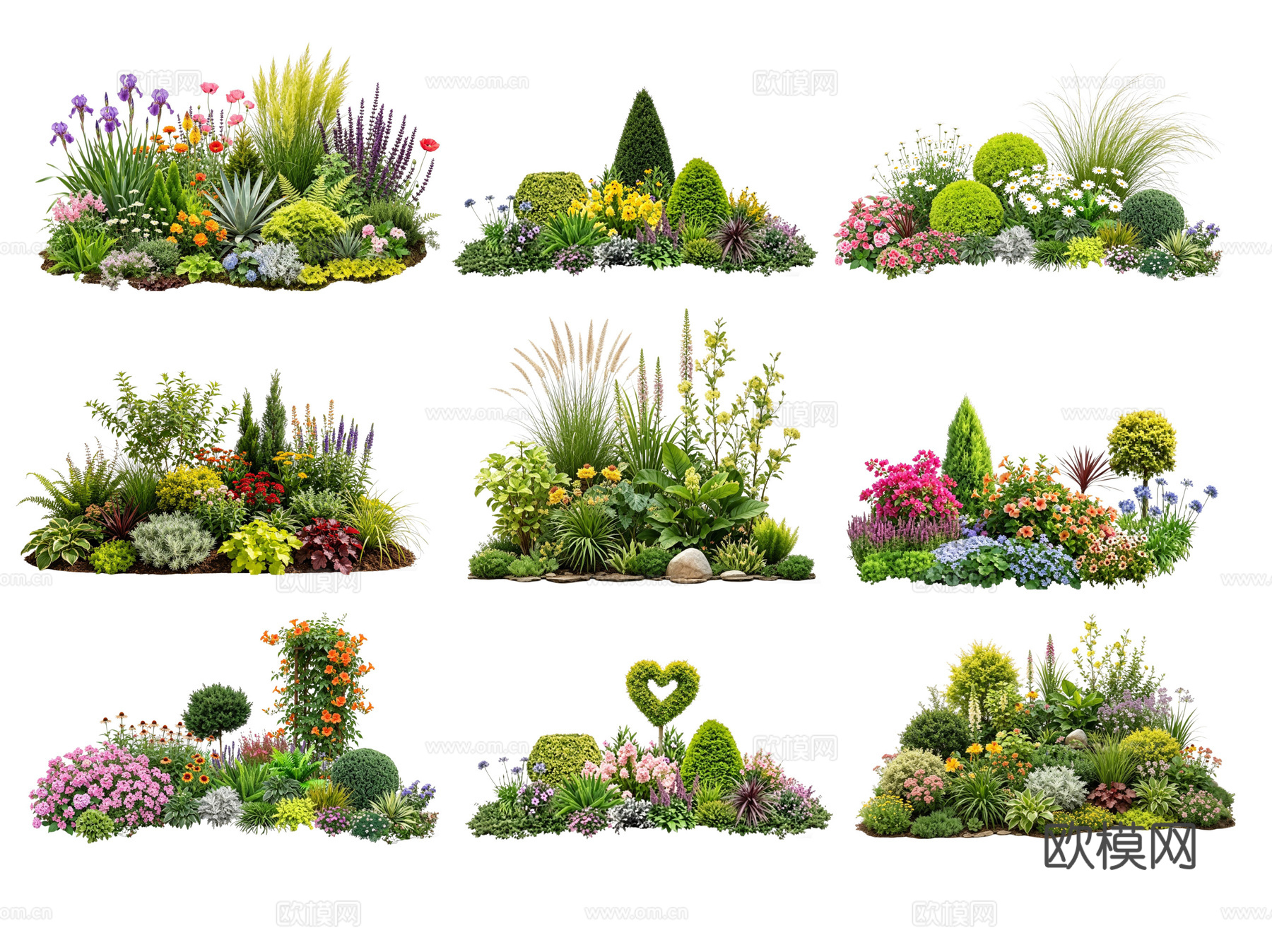 2D花境植物组团 花卉花镜 花草镜植物组合 花草花丛 地被su模型