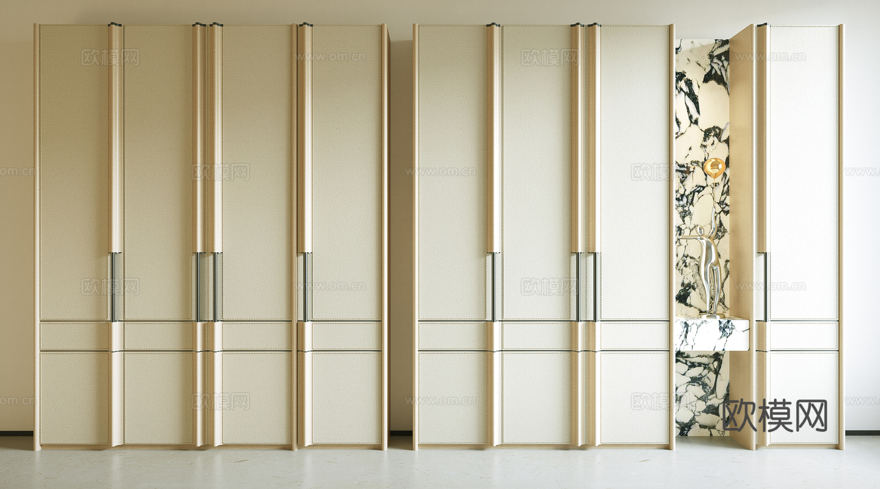 轻奢衣柜 玄关柜 衣柜门 意式衣柜 轻奢衣帽间 衣柜门su模型