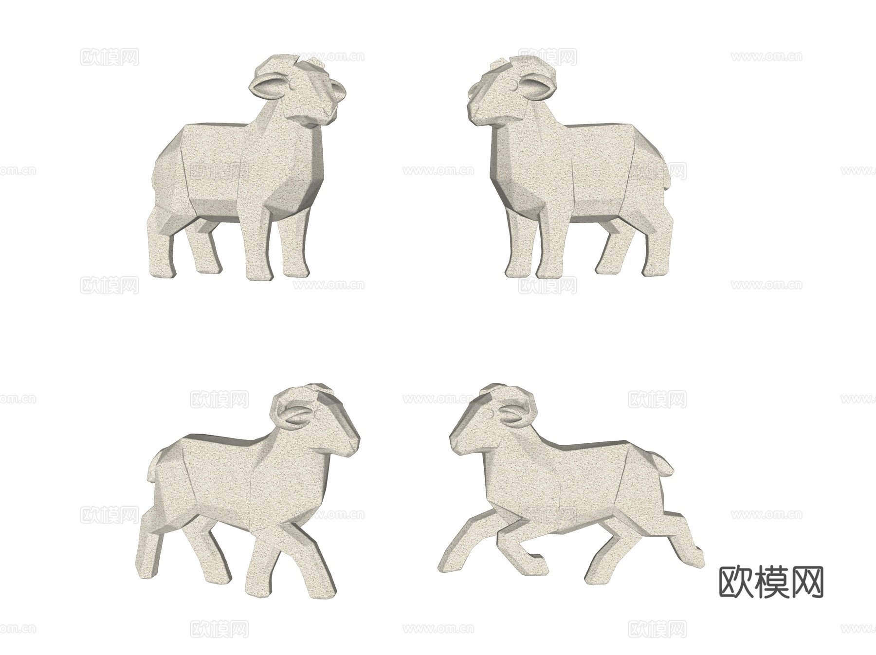 羊雕塑 景观雕塑 低多边形雕塑 雕塑摆件 公园雕塑 景观雕塑su模型