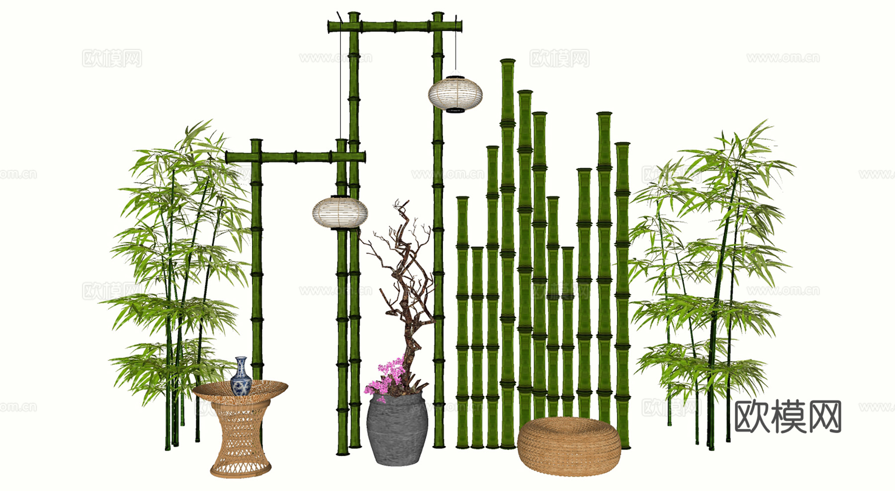 庭院景观竹类绿植su模型