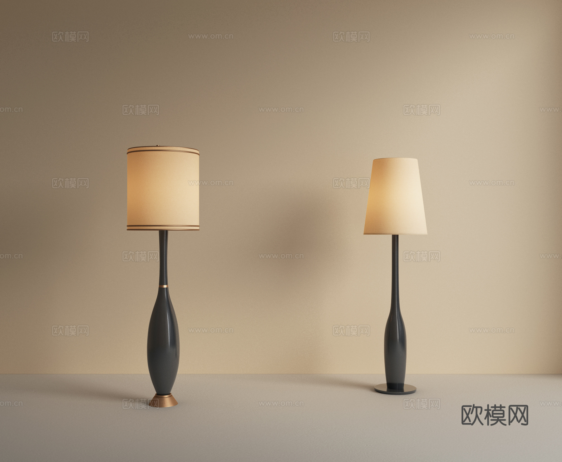 现代复古落地灯 客厅落地灯 轻奢落地灯 书房落地灯su模型