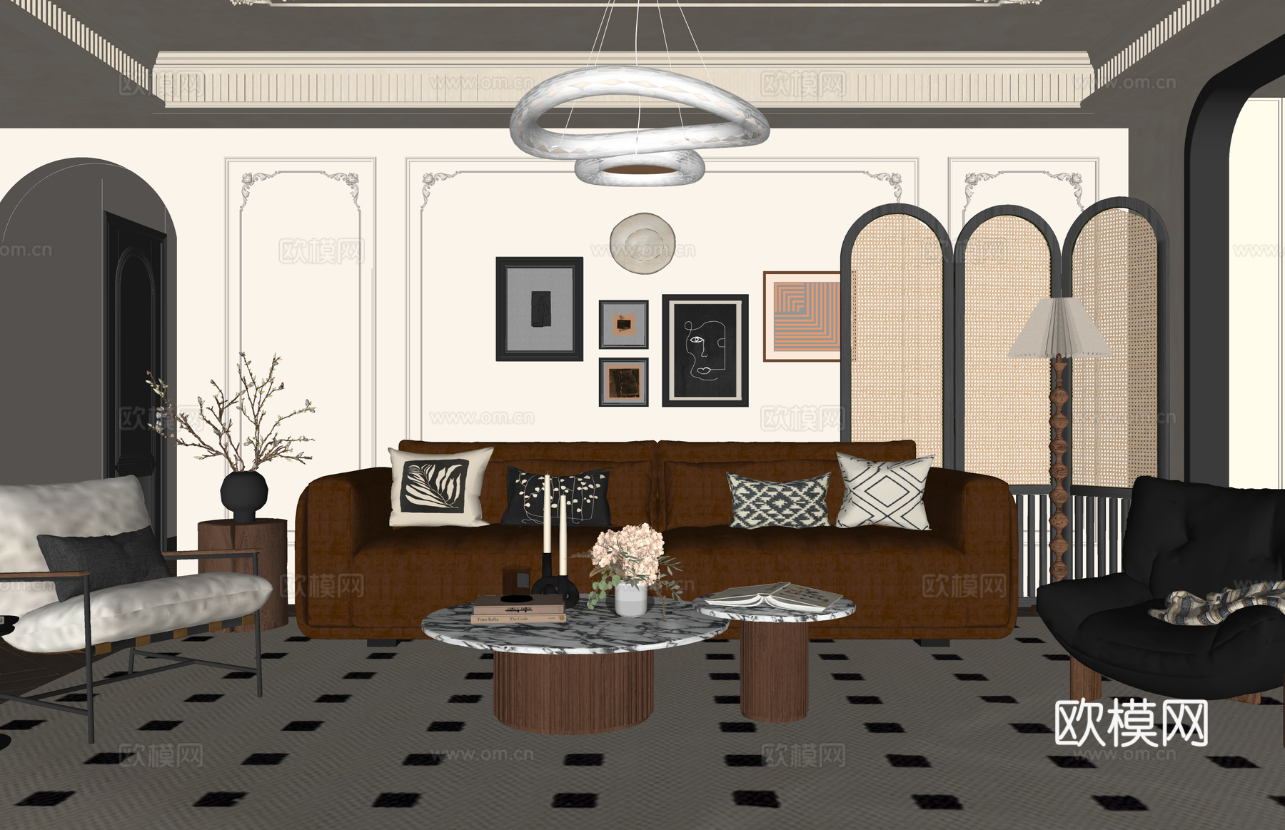 门窗 卧室 茶室 卫生间 客厅su模型