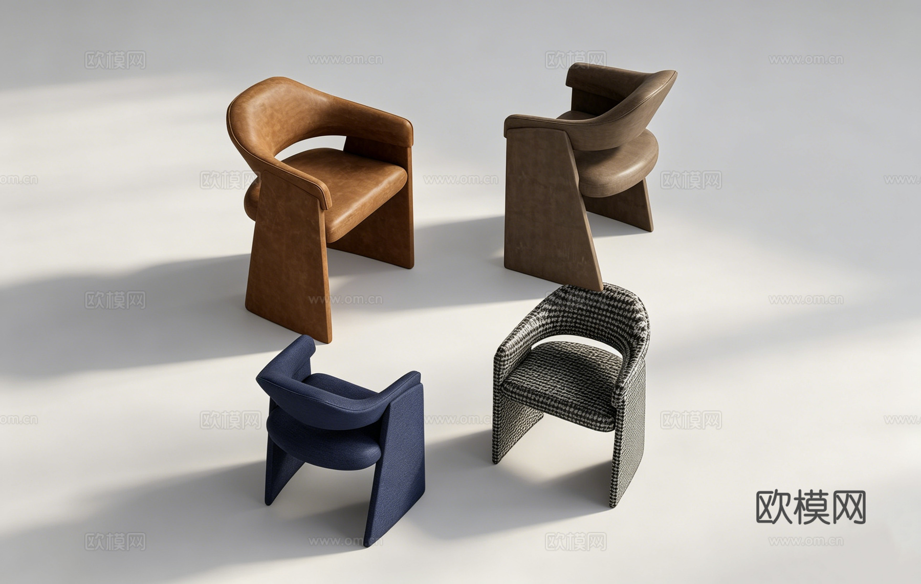 现代创意设计师款扶手椅   几何切面 千鸟格 几何造型su模型
