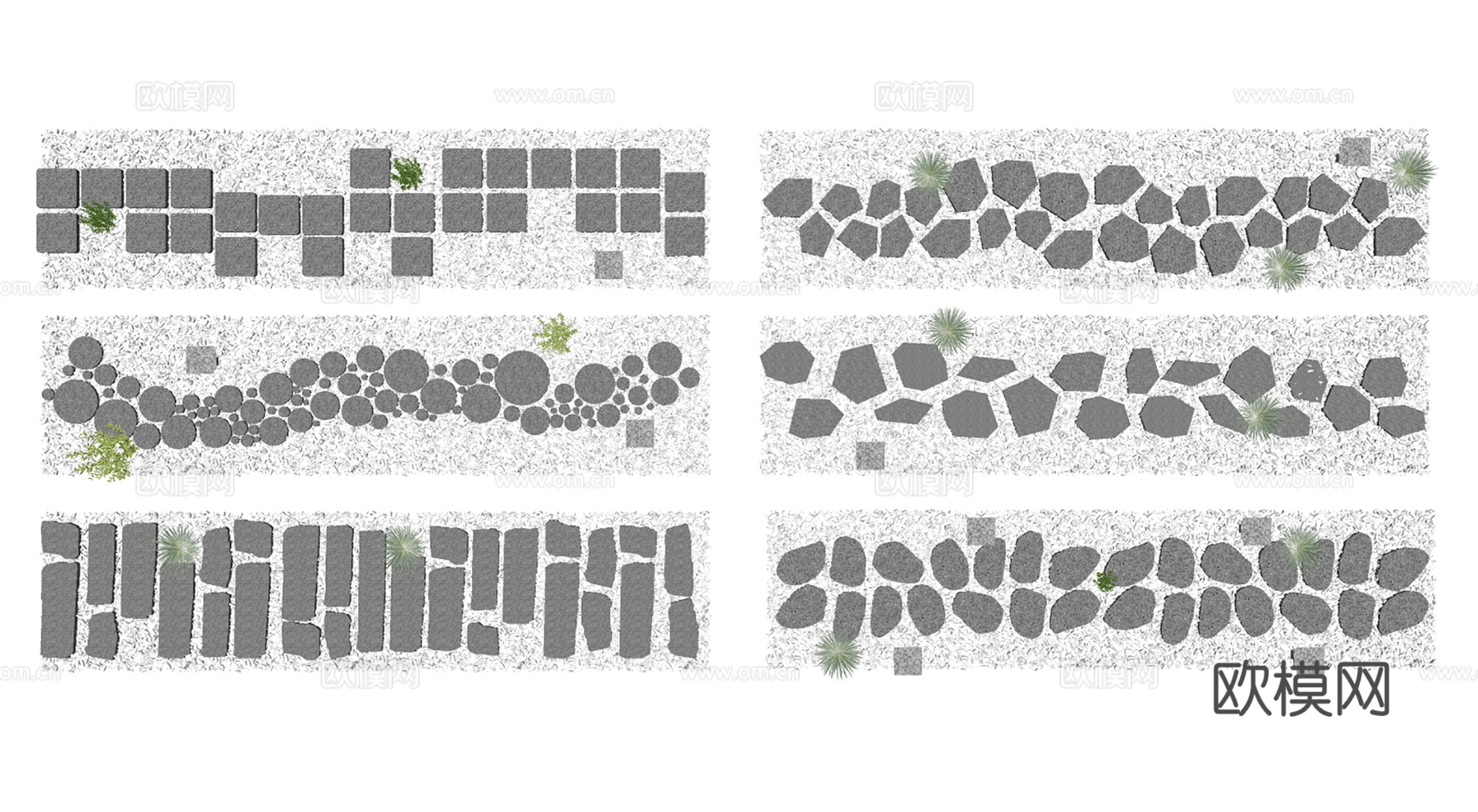 石材景观行走步道su模型