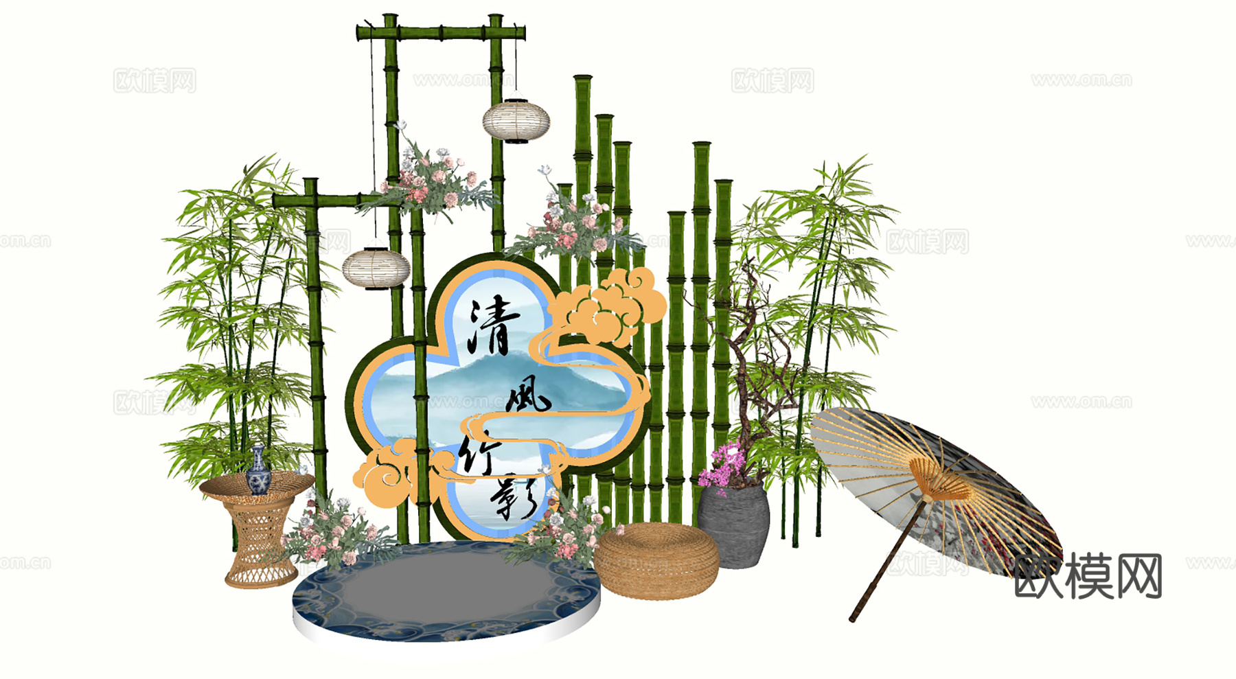 庭院景观竹类绿植su模型