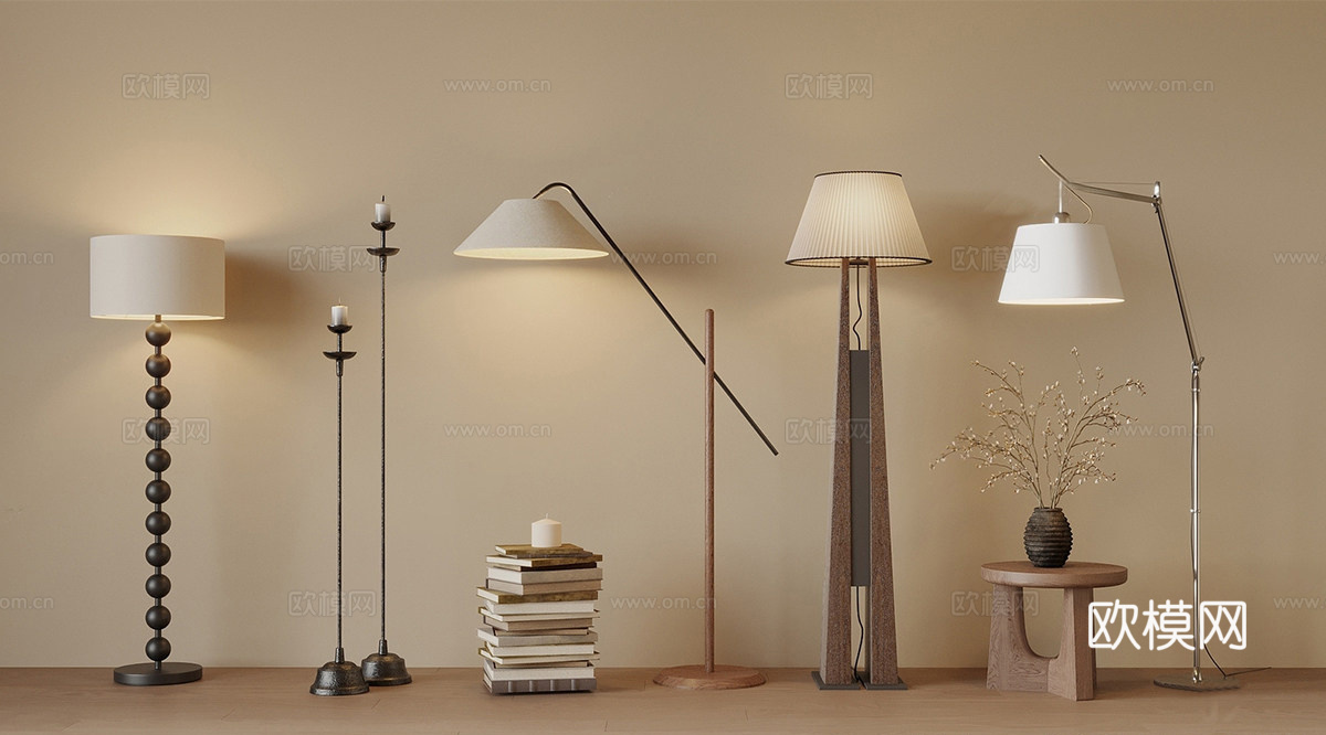 现代中古风落地灯su模型