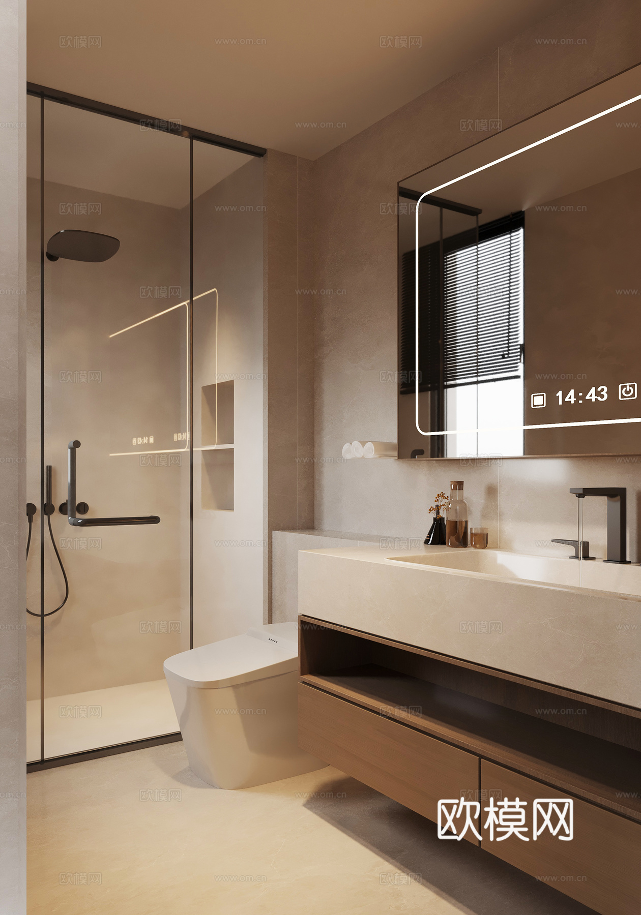 侘寂风卫生间 干湿分离卫生间su模型