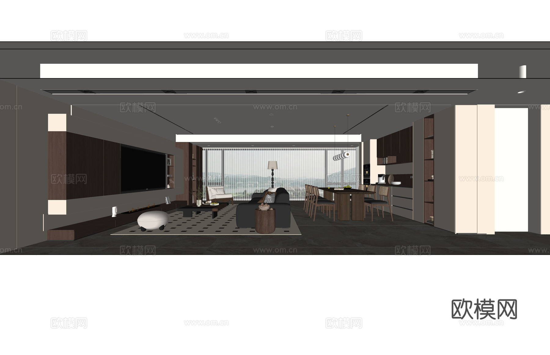 餐厅 客厅 茶室 卫生间 卧室su模型