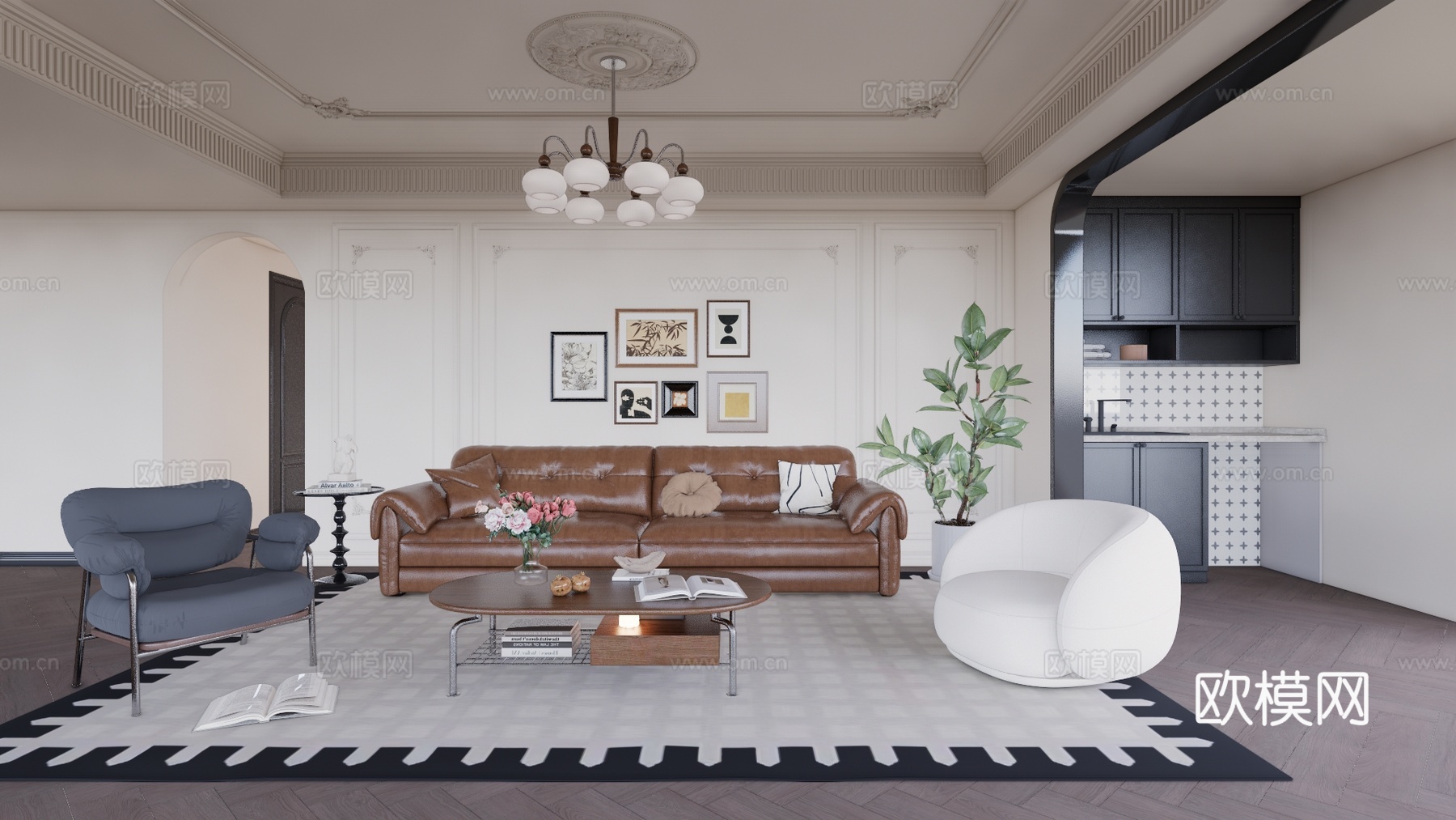 茶室 客厅 卫生间 餐厅 卧室su模型