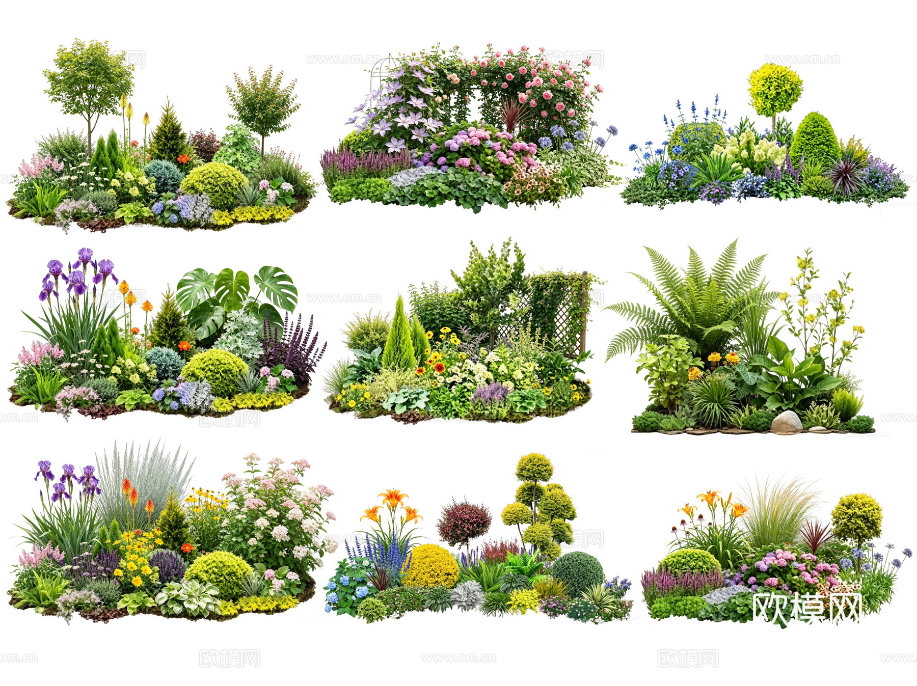 2D花境植物组团 花卉花镜 花草镜植物组合 花草花丛 地被su模型
