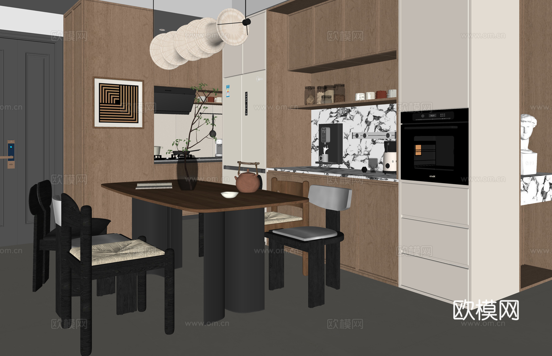 茶室 阳台 卫生间 厨房 客厅su模型