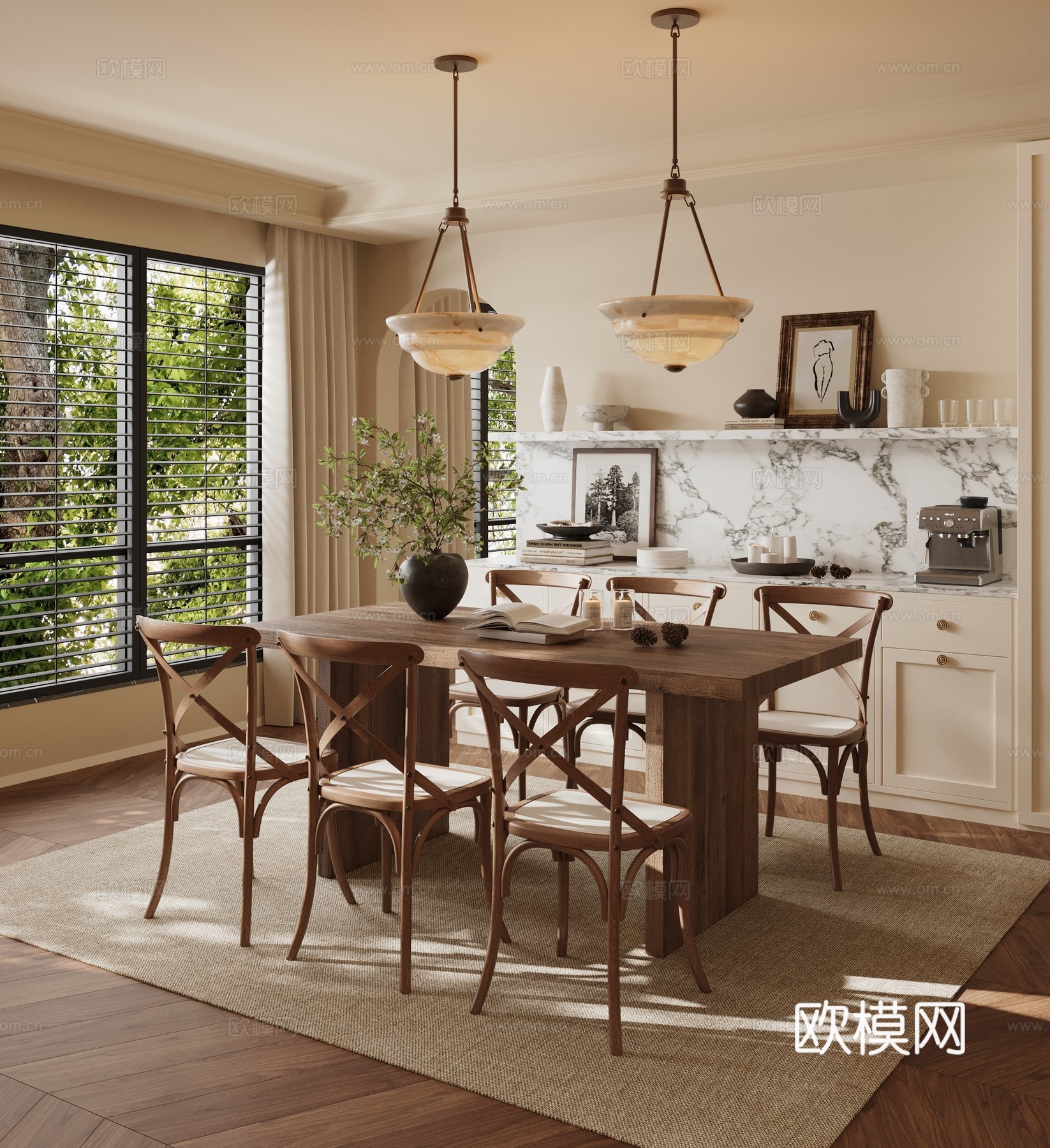 法式中古风餐厅su模型