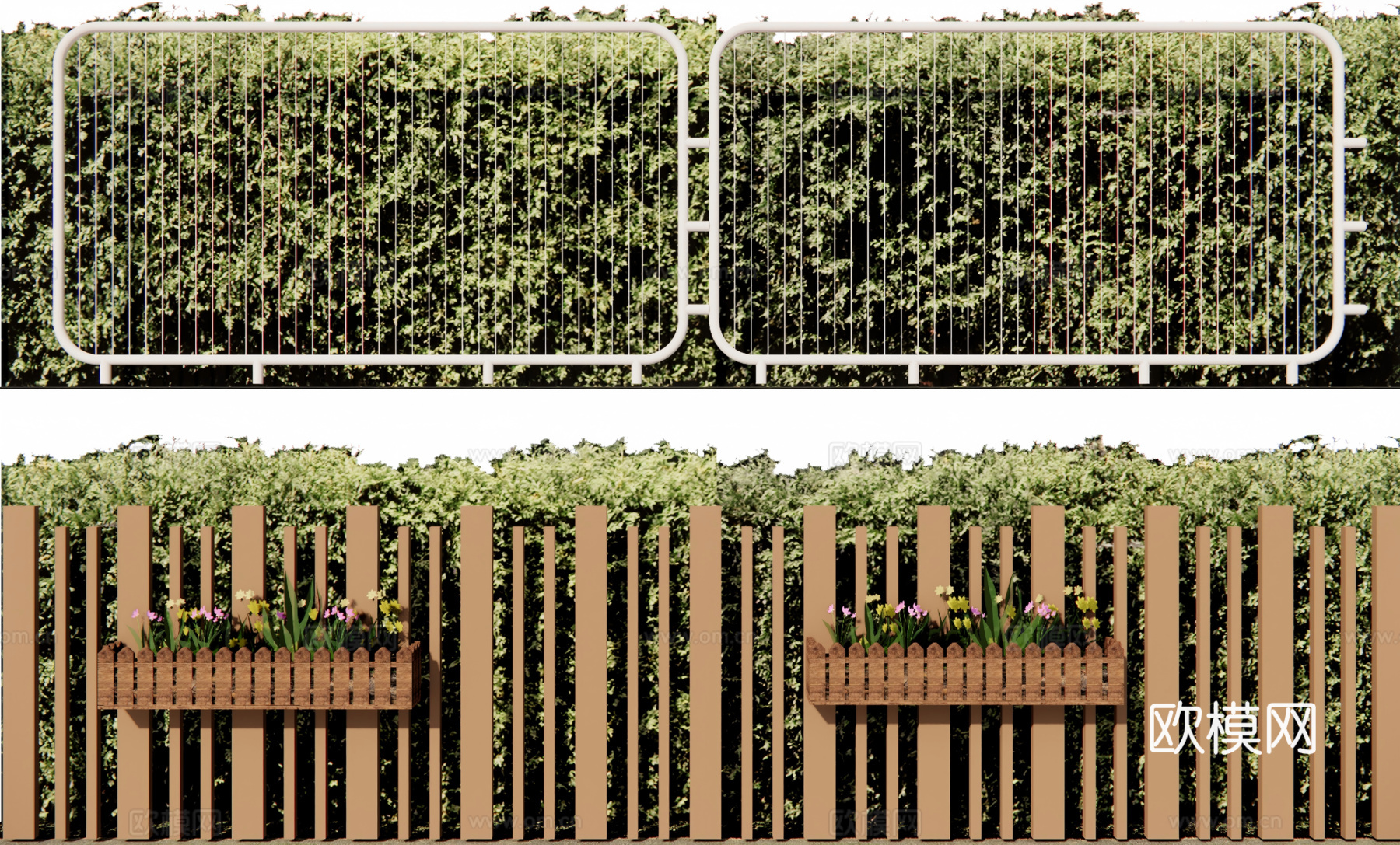 景观植物景墙su模型