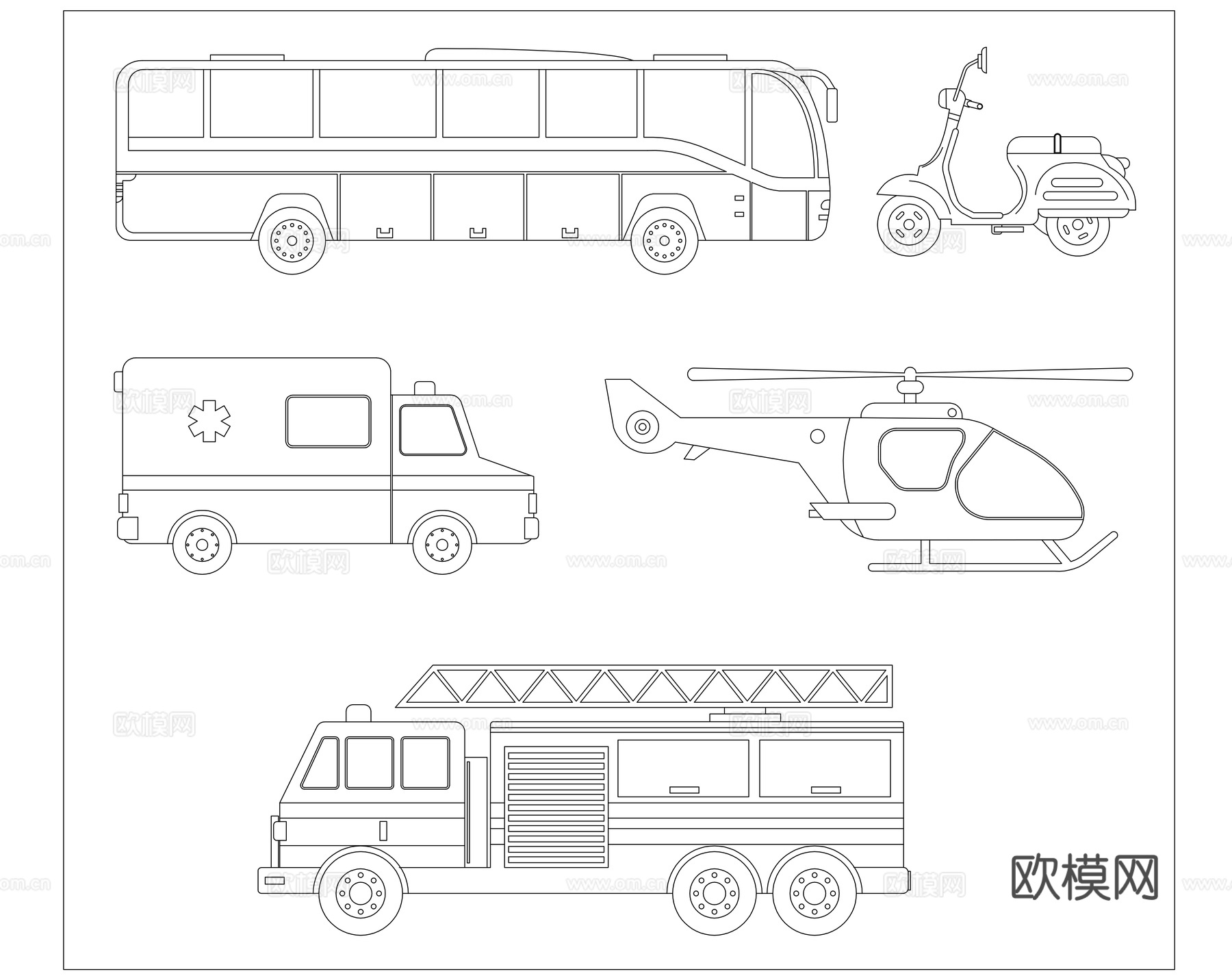代步工具 出行载具 交通器械 陆路载具 出行器具cad施工图