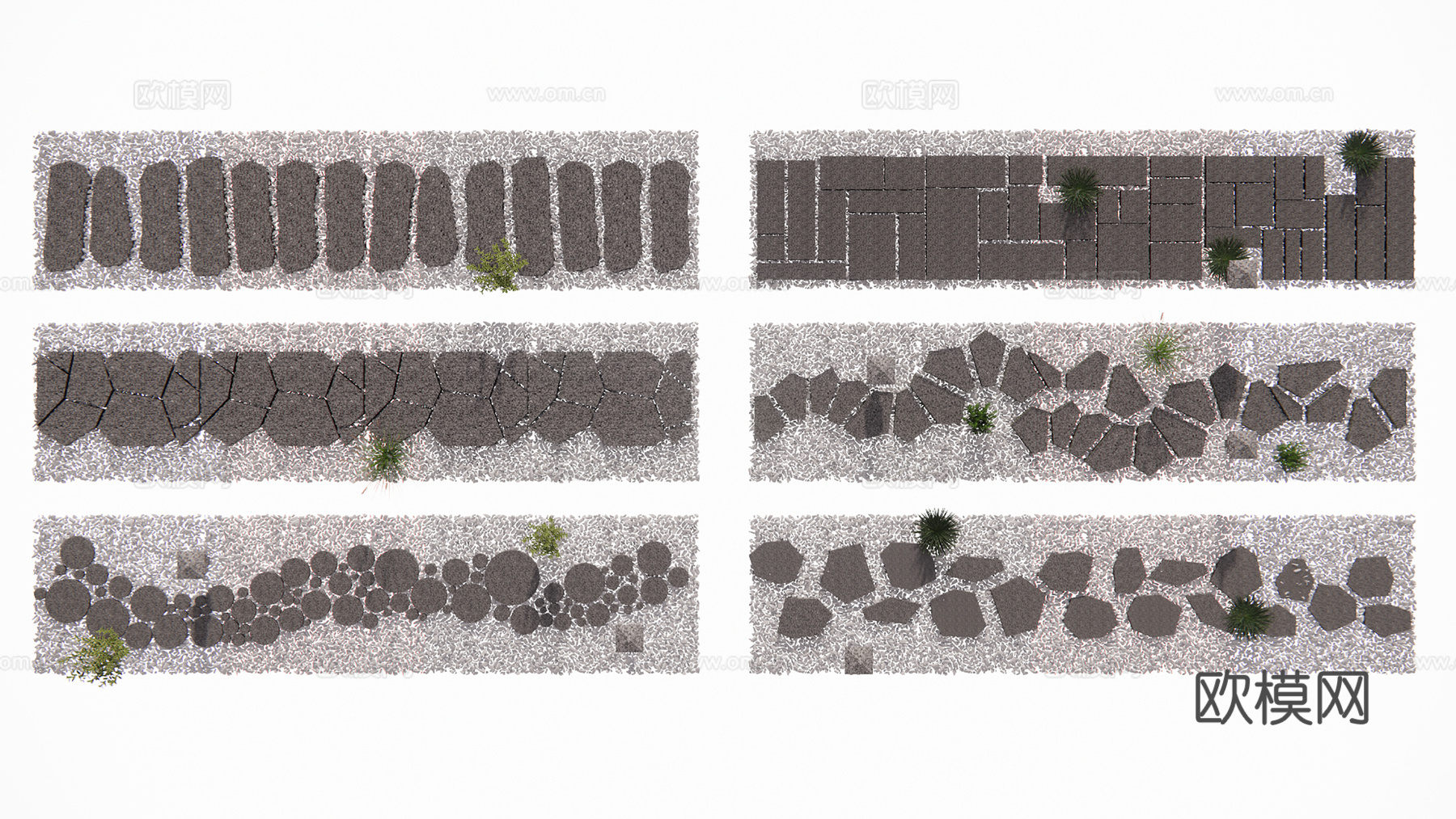石材景观行走步道su模型