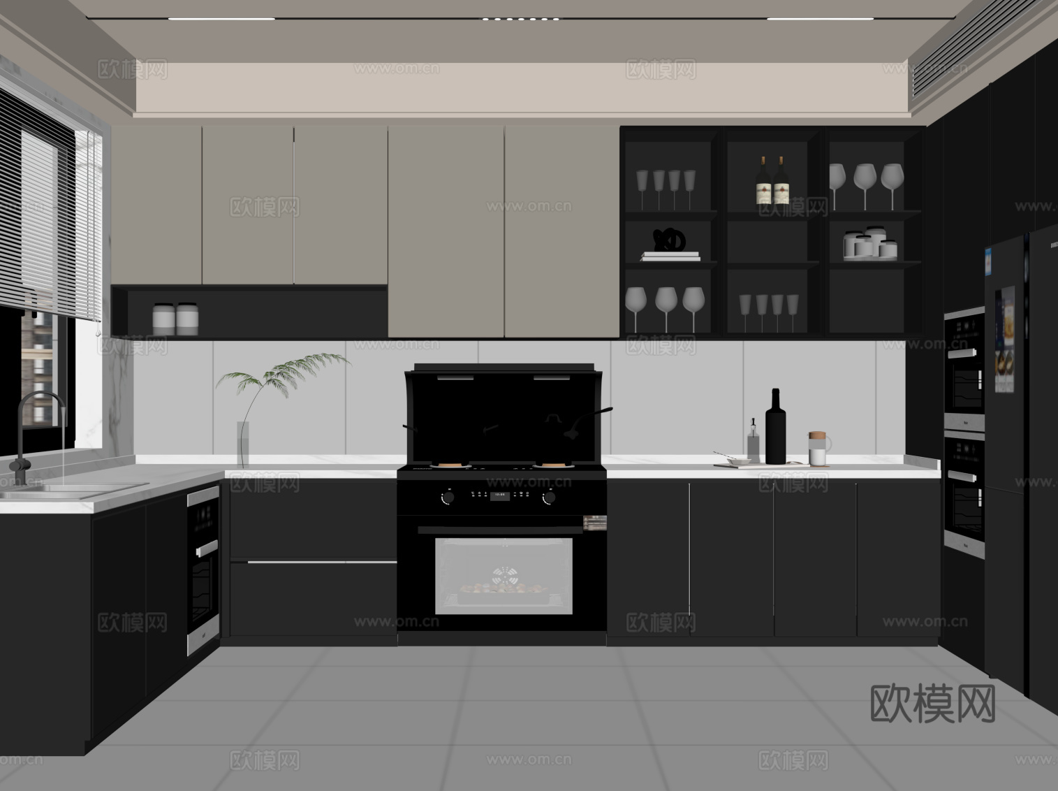 现代厨房su模型