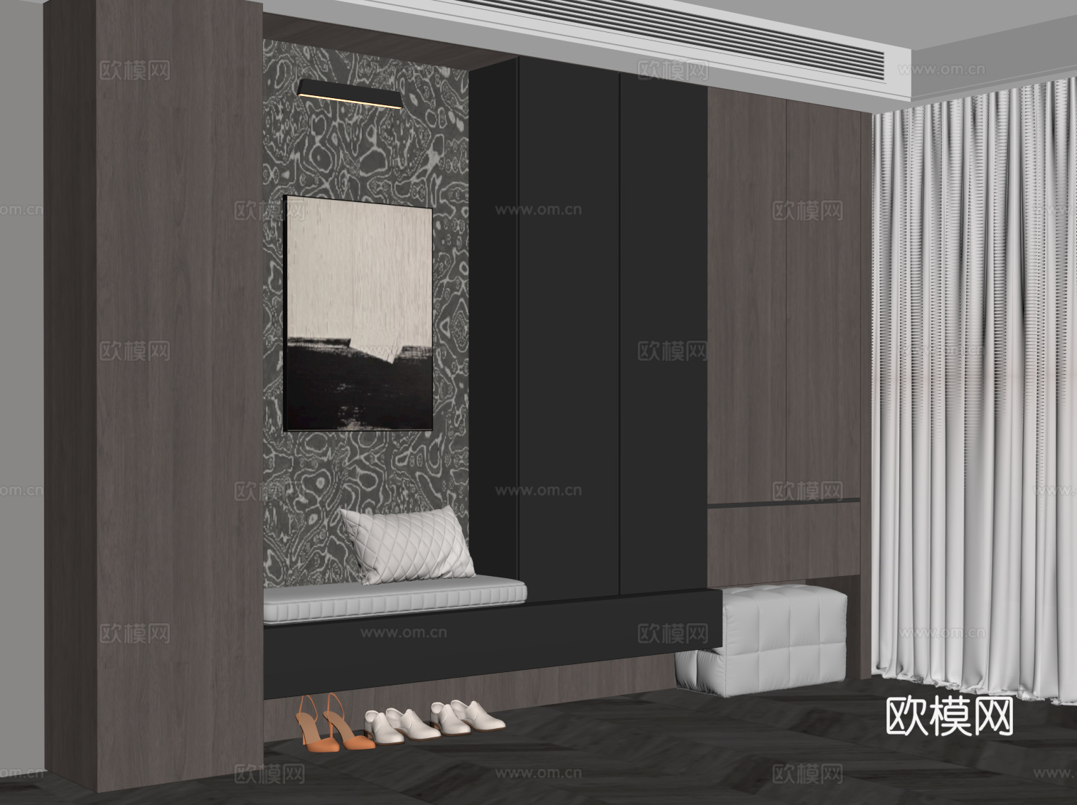 现代意式鞋柜 玄关柜su模型