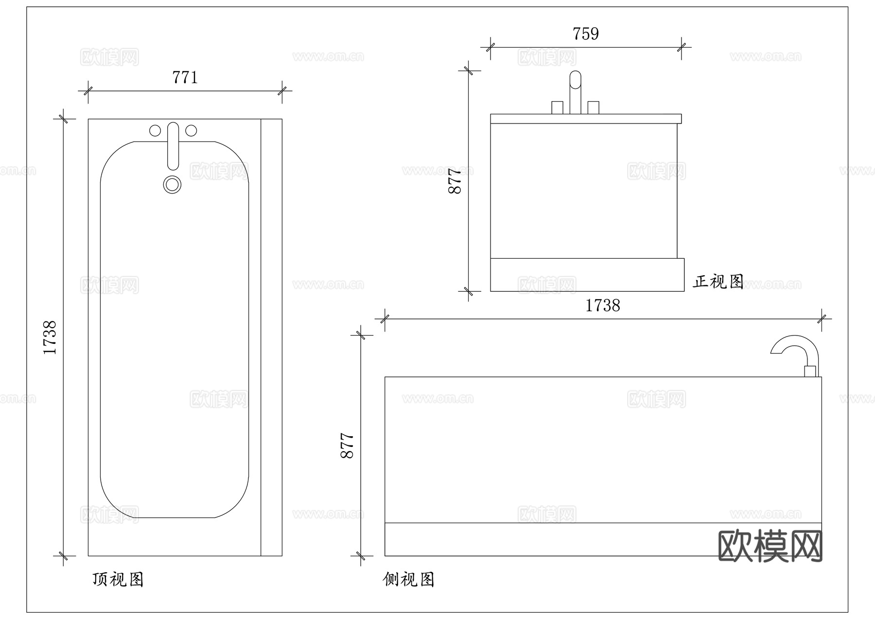 普通浴缸 家用浴缸 常规浴缸 标准浴盆 通用浴缸cad施工图