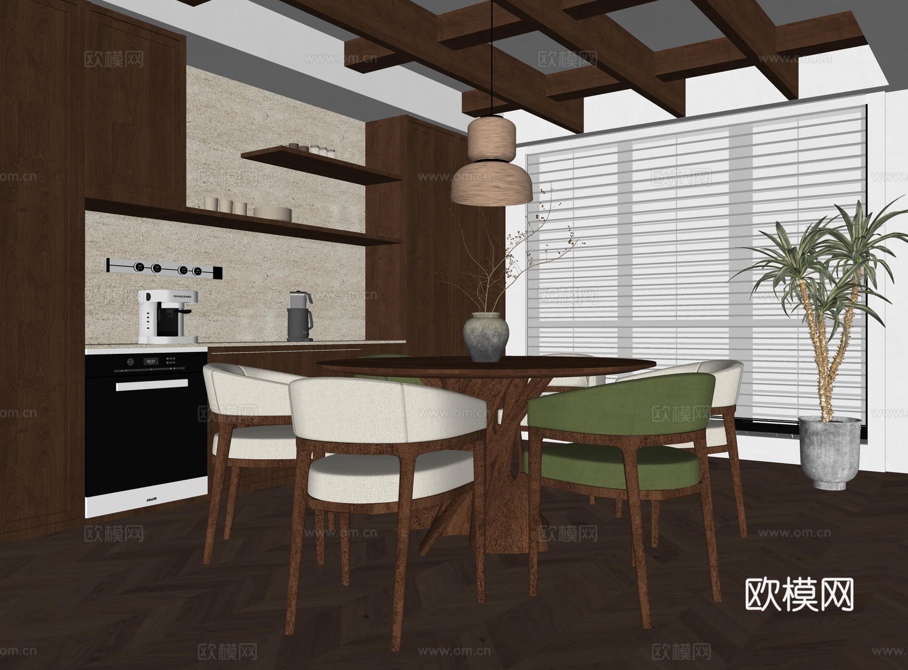 现代餐厅 餐桌椅su模型